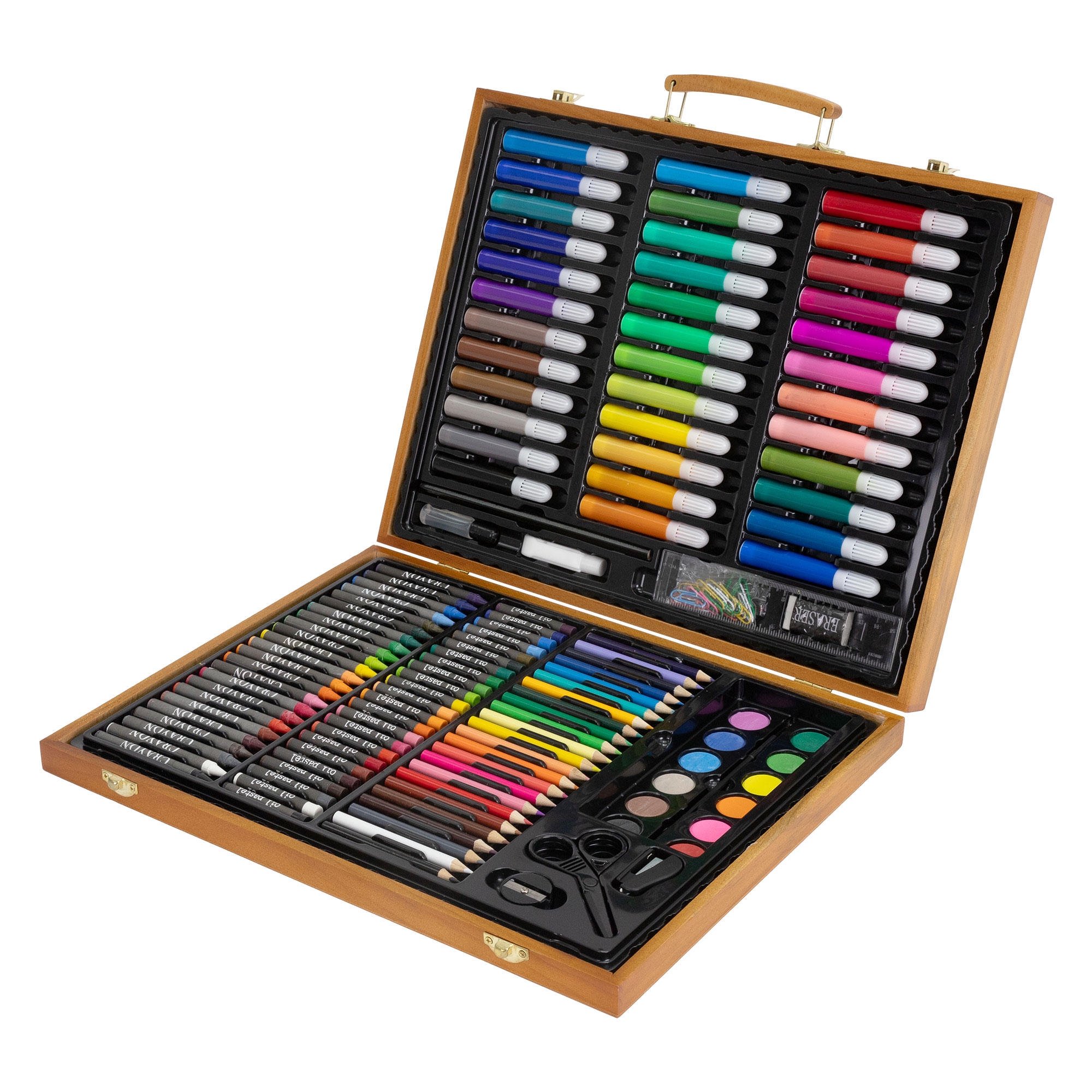 Image of Ecd Germany 150-piece Painting Set With Wooden Case, Art And Drawing Kit, Acrylic Paints, Colored Pencils, Crayons, Watercolors & Accessories, Artist Drawing Set, Art Supplies