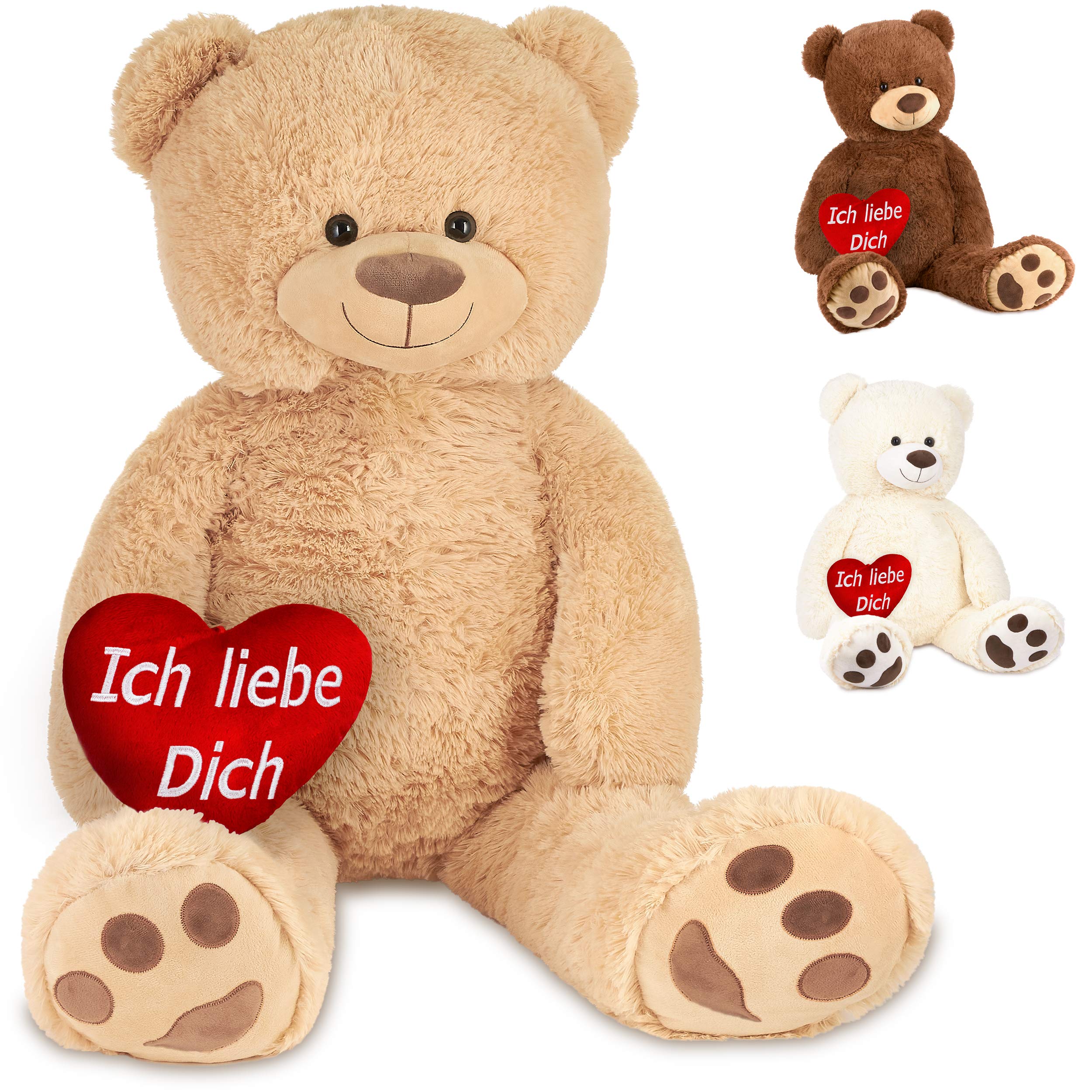 Image of Brubaker Xxl Teddy Bear 100 Cm Beige With An "i Love You" Heart Plush Stuffed Animal