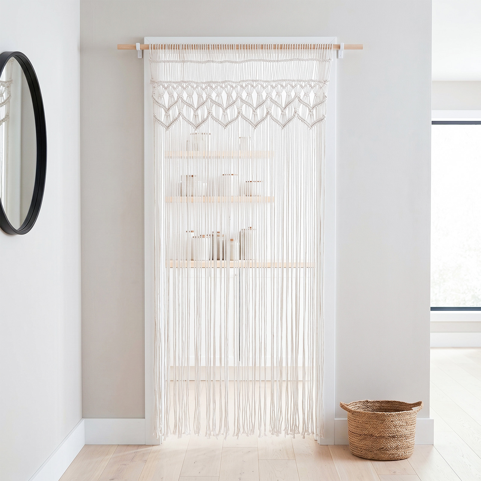 TEMU Boho Macrame Beaded Curtain – 1 Panel 40"x79" Large Wall Hanging, Machine Washable, For Bedroom, Living Room, Doorway, Closet & Wedding Backdrop