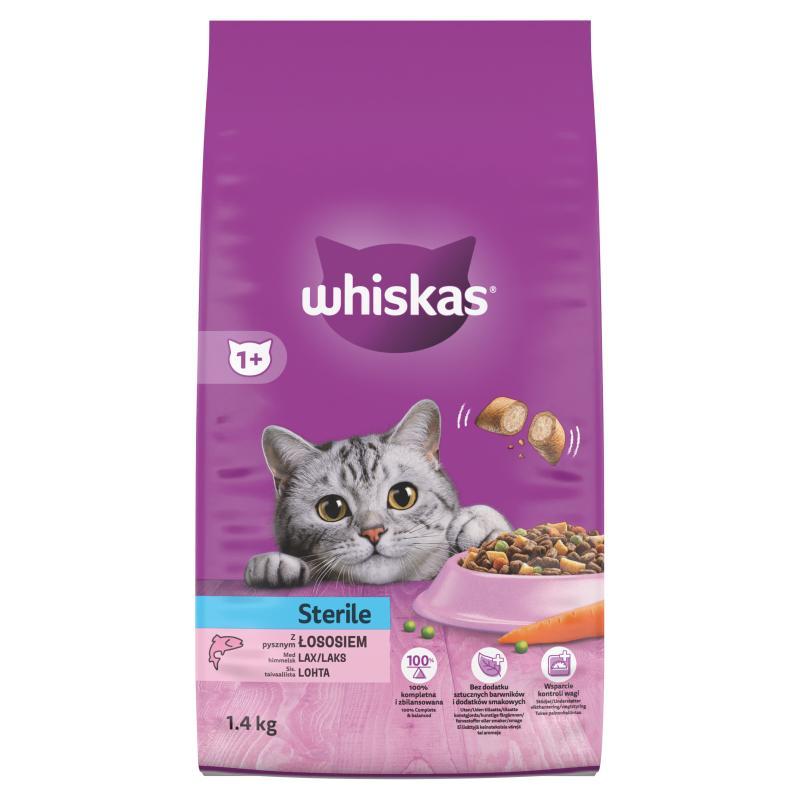 Image of Whiskas Sterile Dry Food For Adult Cats With Salmon 1.4 Kg