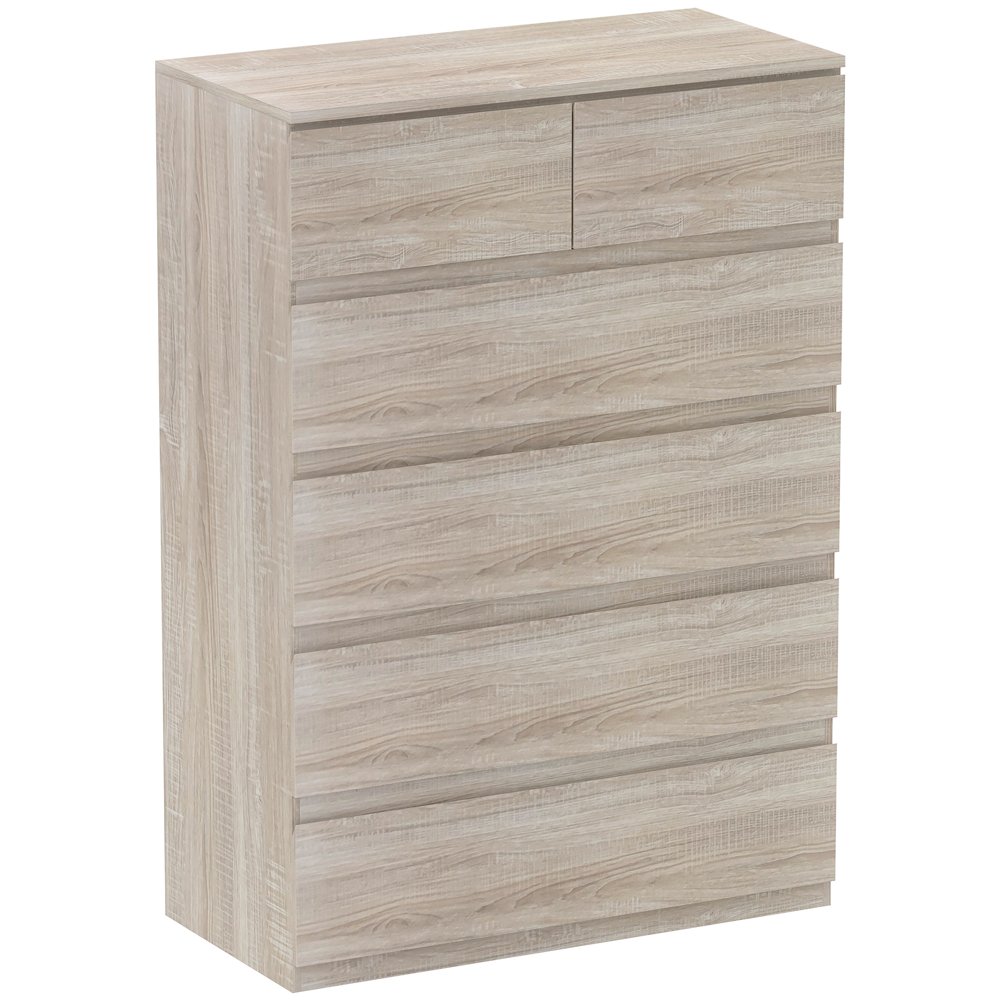 TEMU HOMCOM Commode 6 tiroirs meuble de rangement - 80 x 39 x 115 cm - bois naturel