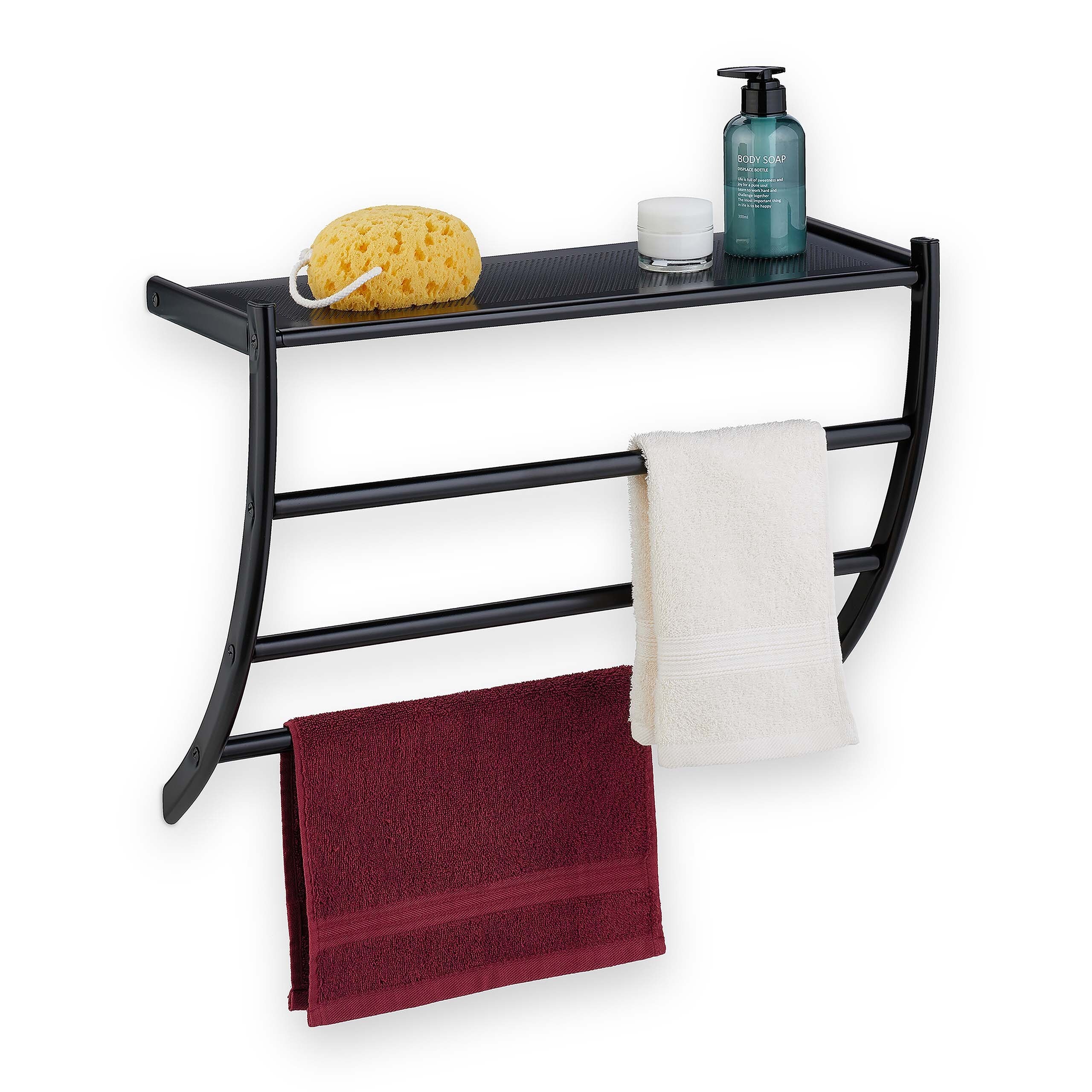 Towel Holder In Black - (w)56.5 X (h)44 X (d)23 Cm