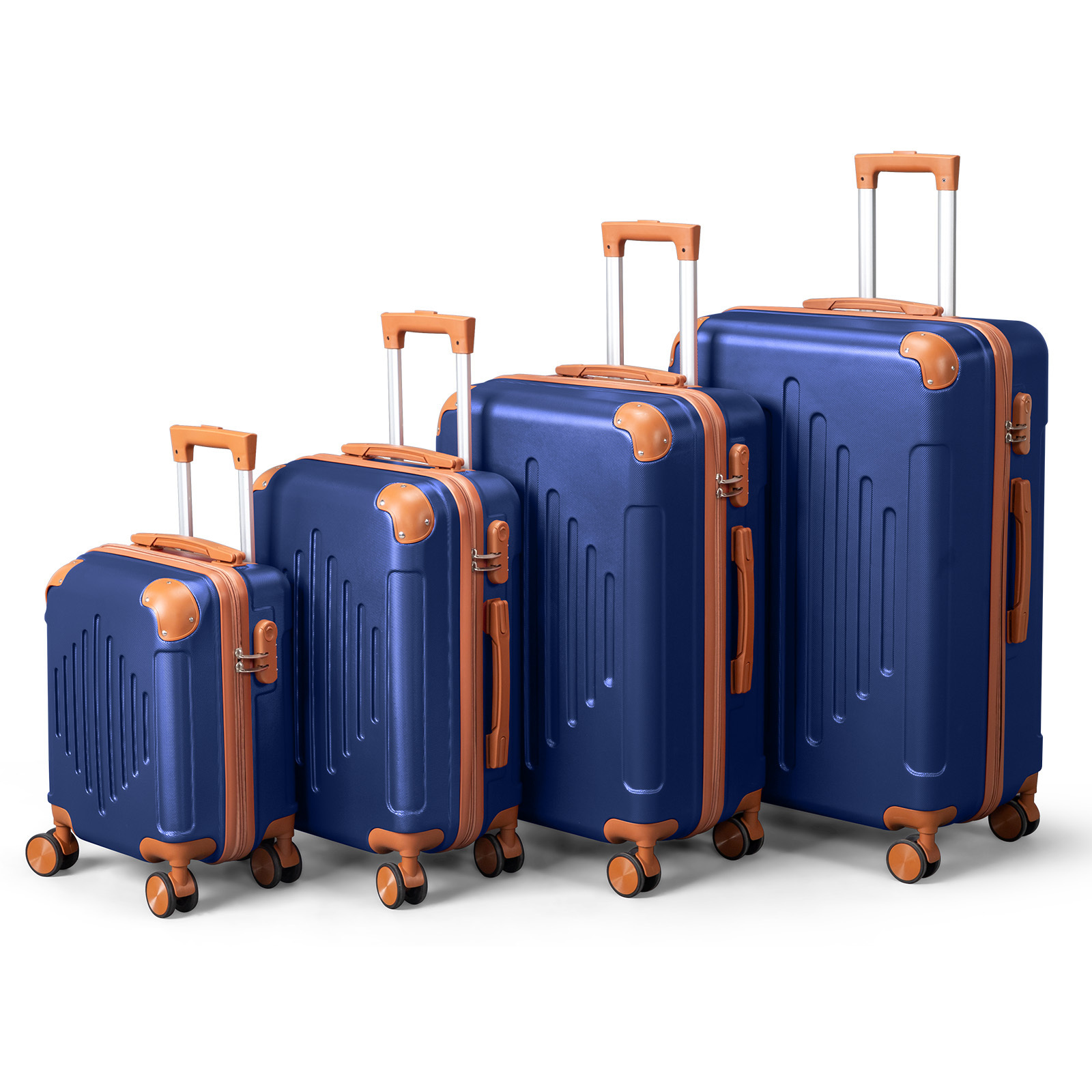 4-piece Hardside Expandable Luggage Set – White & Brown Suitcases With 360° Spinner Wheels, Lightweight Durable Hard Shell Travel Carry-on & Checked Bags (16/20/24/28 Inch)