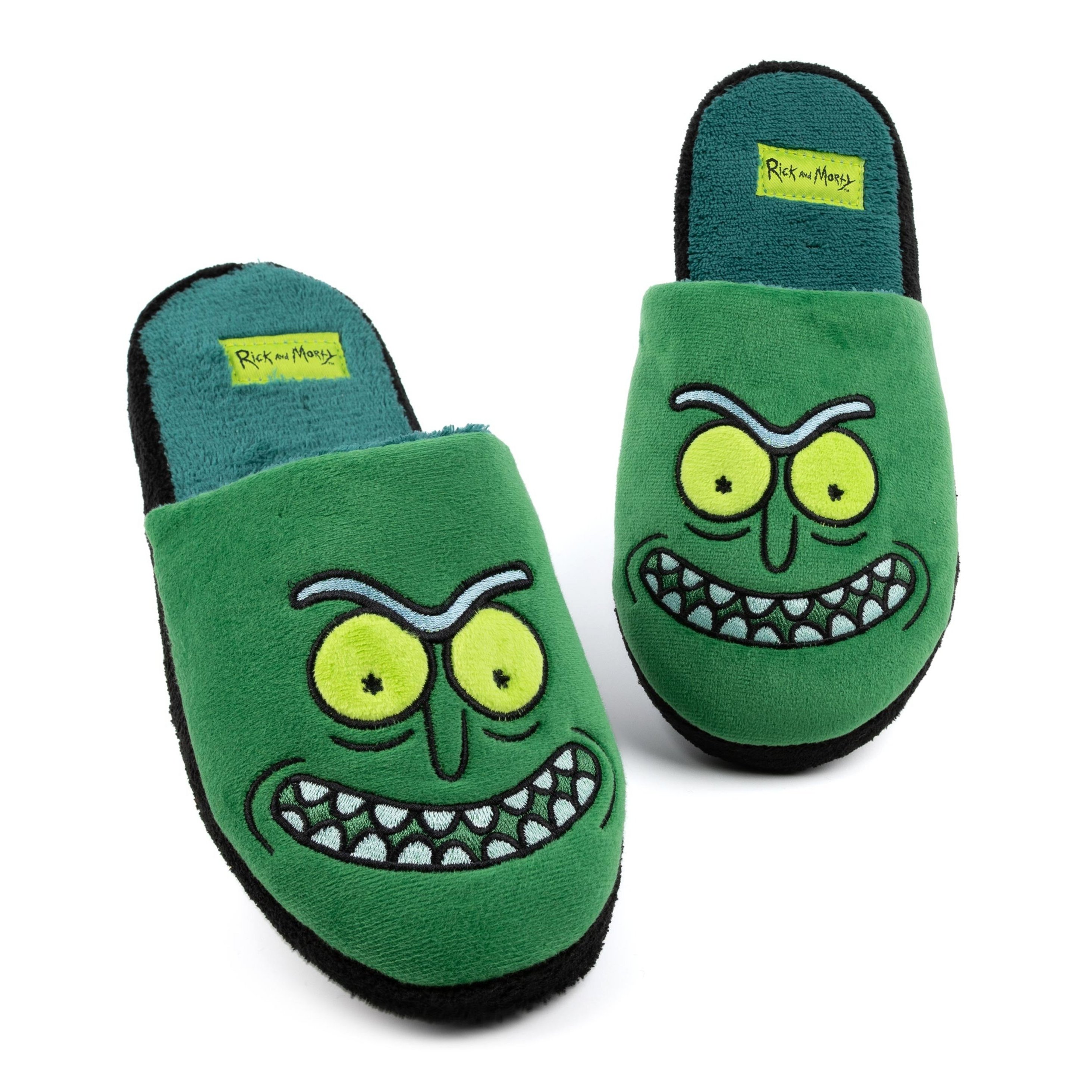 TEMU Rick And Morty Mens Slippers | Adults Pickle Rick Green Slip Sliders | Series Merchandise 5-6 Uk