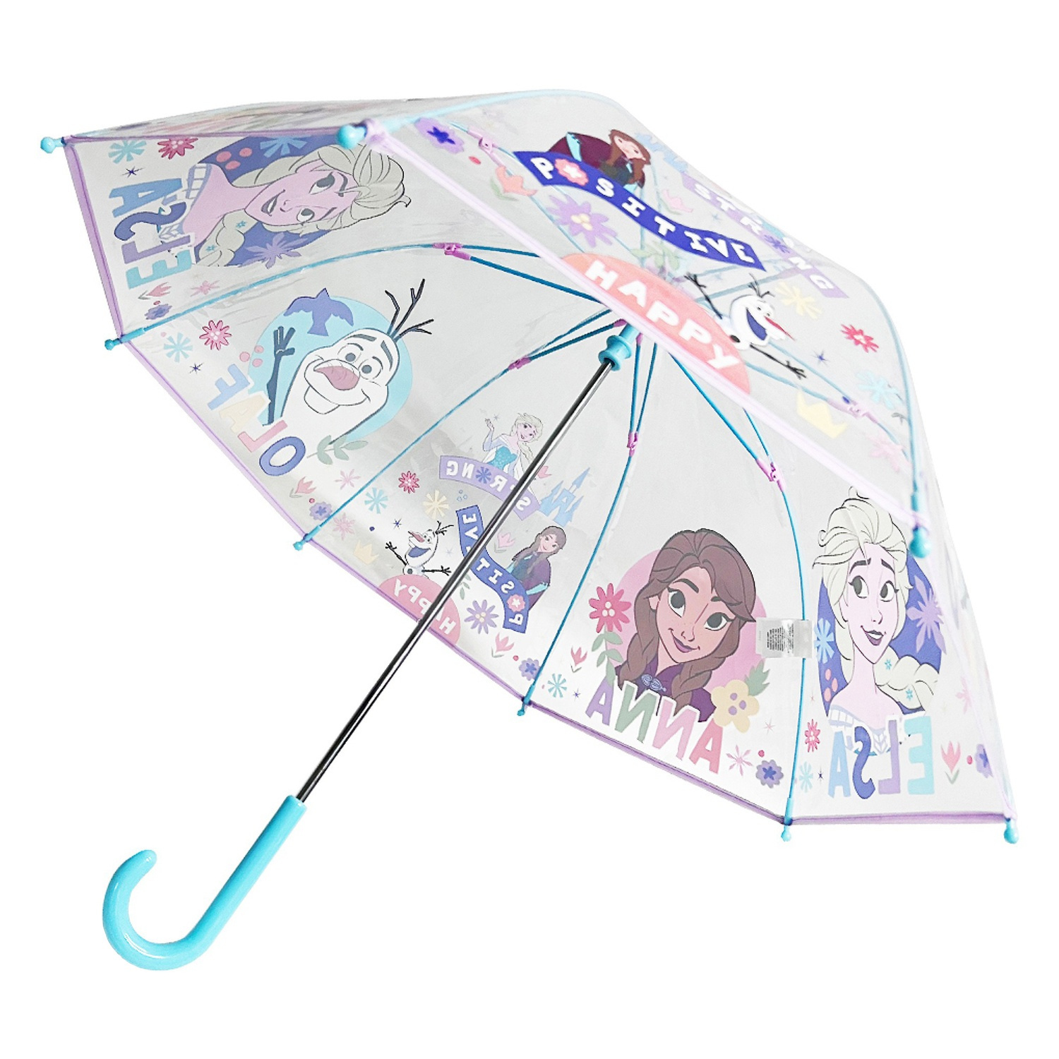 Image of Frozen Kids Transparent Umbrella With Anna And Motif | Stock Umbrella For Girls | Lightweight Kids Umbrella 64 Cm Height 72 Cm Diameter | Umbrella From 3 Years With Plastic Handle