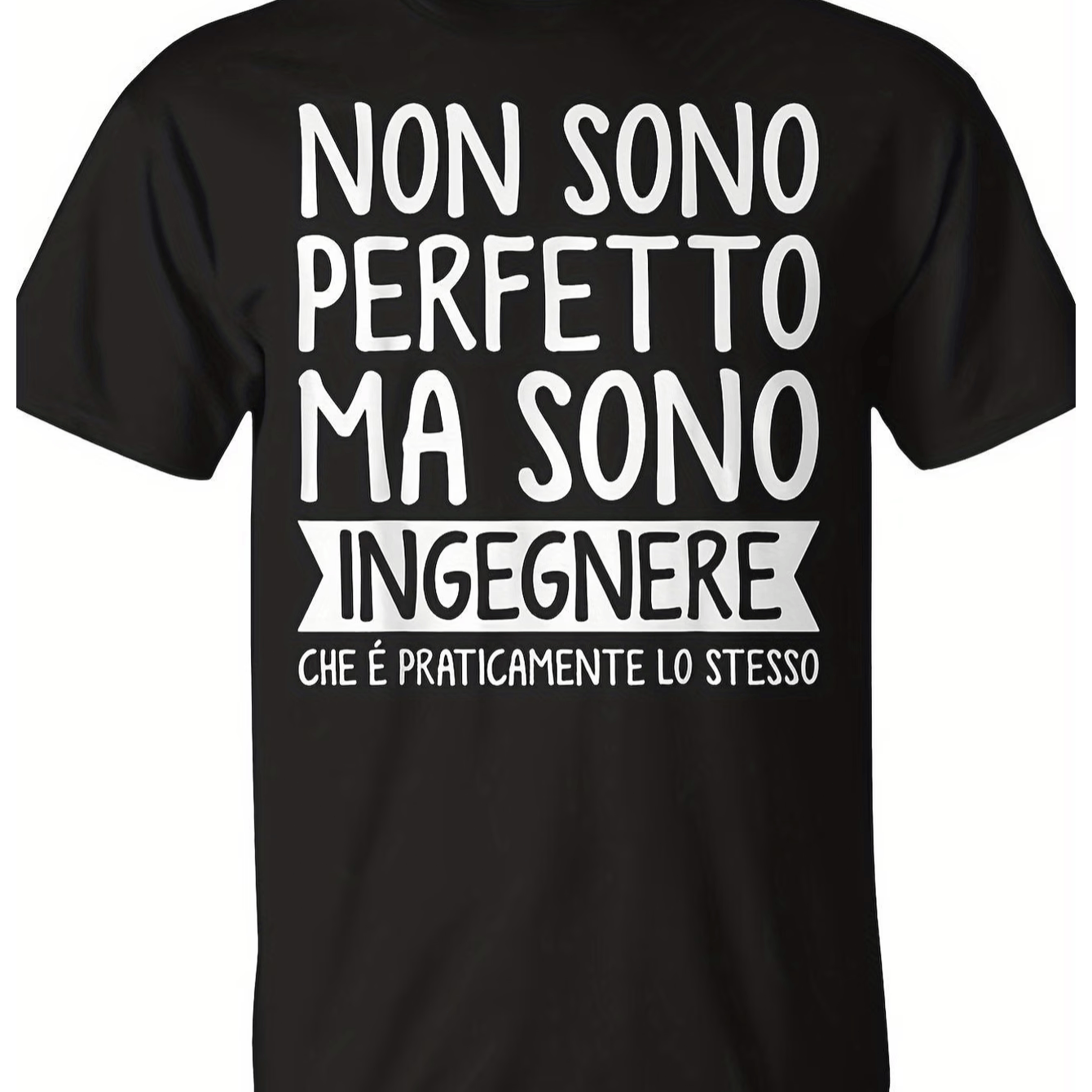 TEMU Maglietta Divertente con Slogan Ingegnere - "Non Ma Ingegnere" (Testo : Non Ma Ingegnere) - con Stampa , T-Shirt Casual a per Laureati STEM,