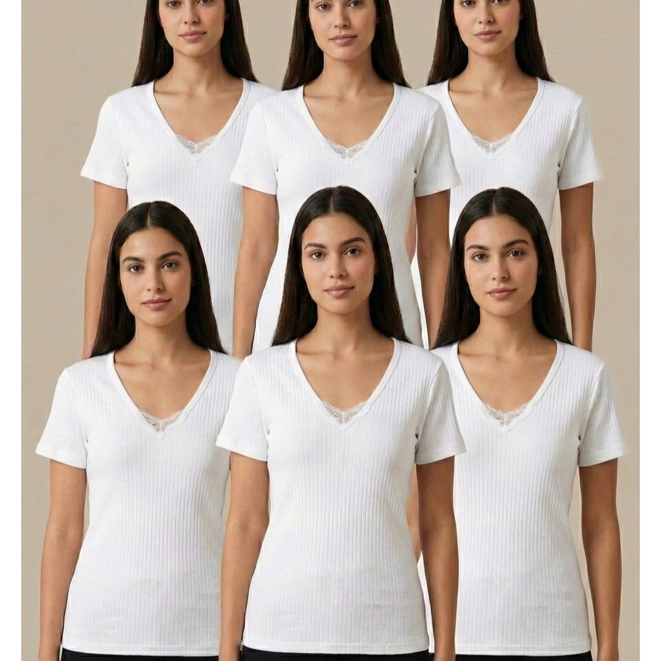 Pack Of 6 Women's Short Sleeve Undershirts 100% Cotton - Round Neck T-shirts - Soft, Cool, And Breathable Women's Underwear - Sizes M-xxl
