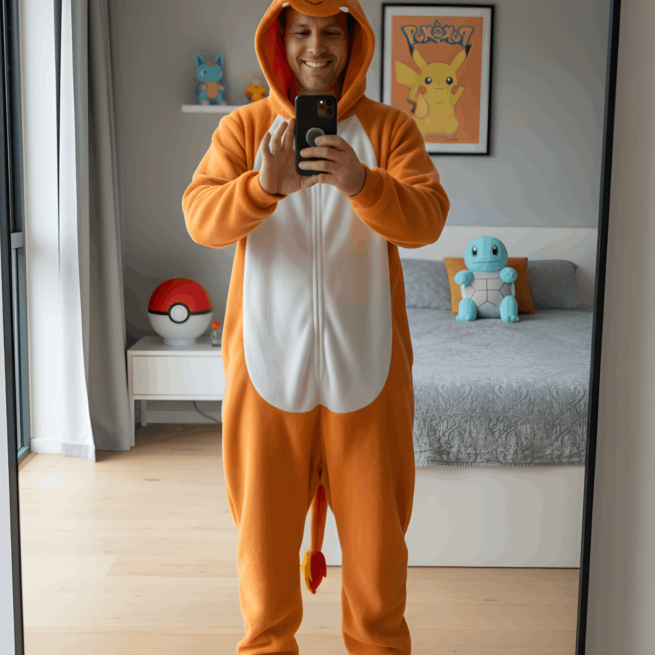 Image of Plus Pokémon Costume With Hood And Pockets For Nerd Hunters, 100% Polyester, Autumn And Winter, Casual, Party And Everyday Wear, S - Xxl (145 - 195 Cm)