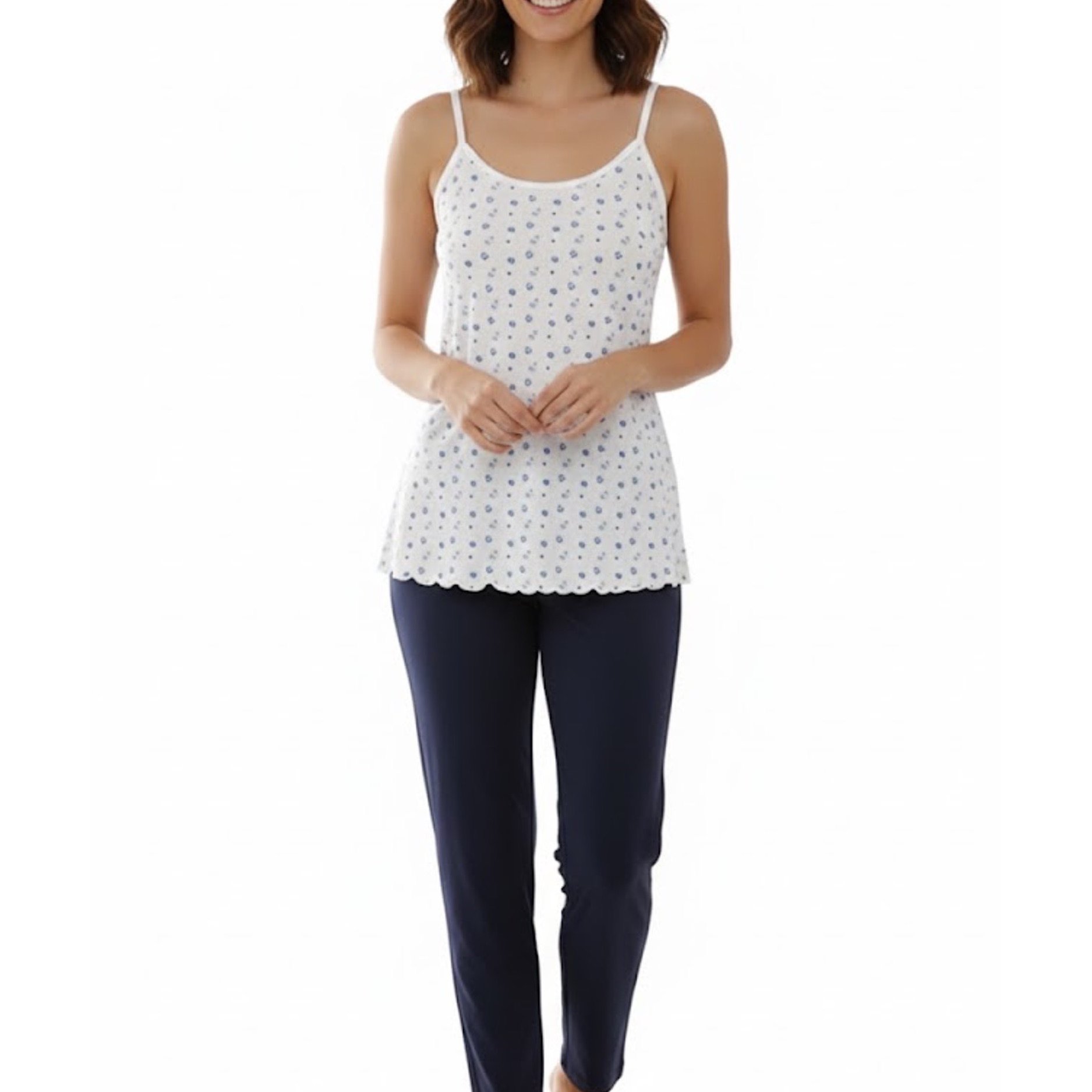Ladies' Pyjama Set, Capri Pants, Loose Fit, Fashion For Home, Ladies' Nightwear, Pyjama With Spaghetti Top, 3/4-length Pants, Lightweight Shorts