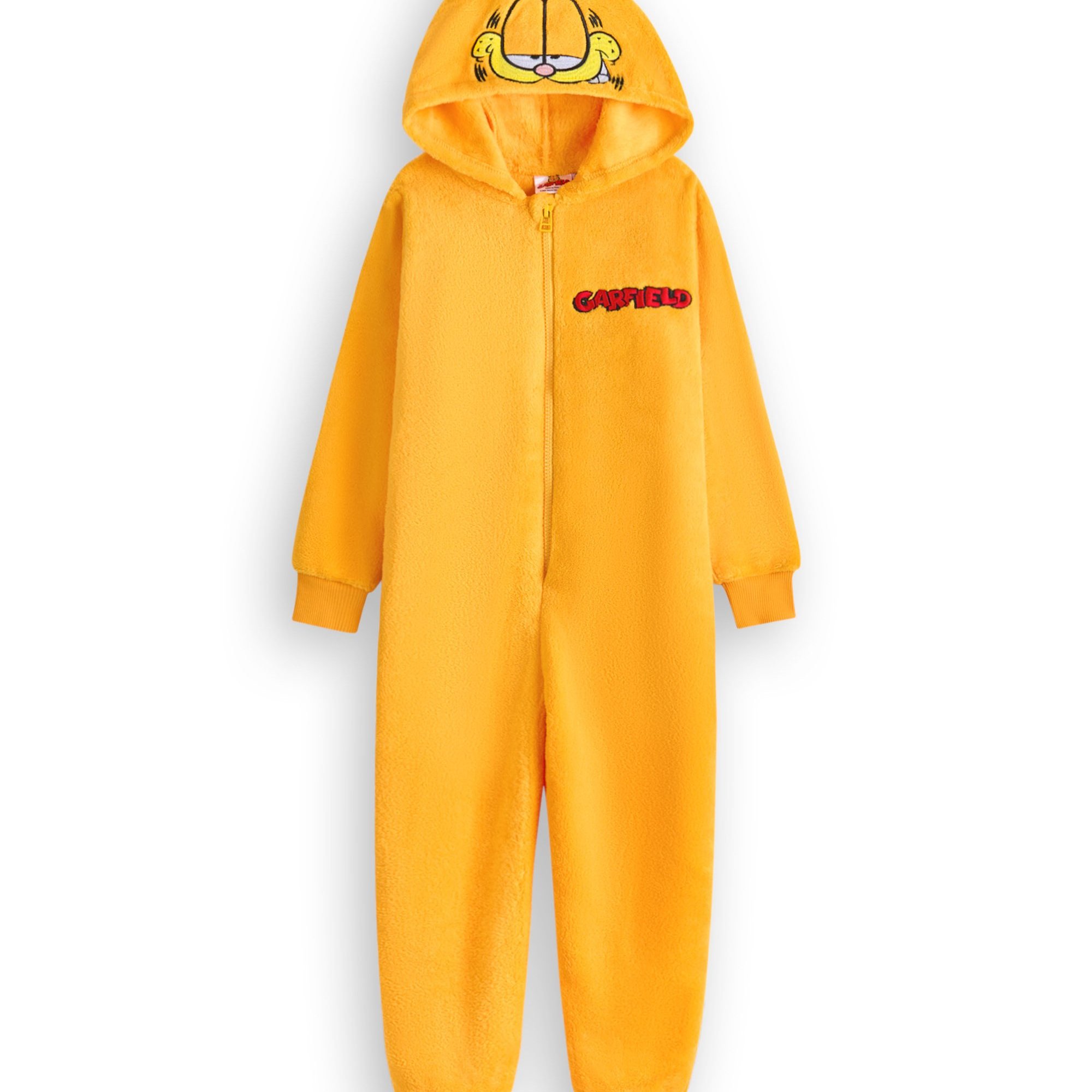TEMU Garfield Adults Onesie | All In 1 Sleepsuit Pyjamas In Orange For Men And Women | Nightwear Zip Jumpsuit With Hood And 3d Hook And Loop Tail |