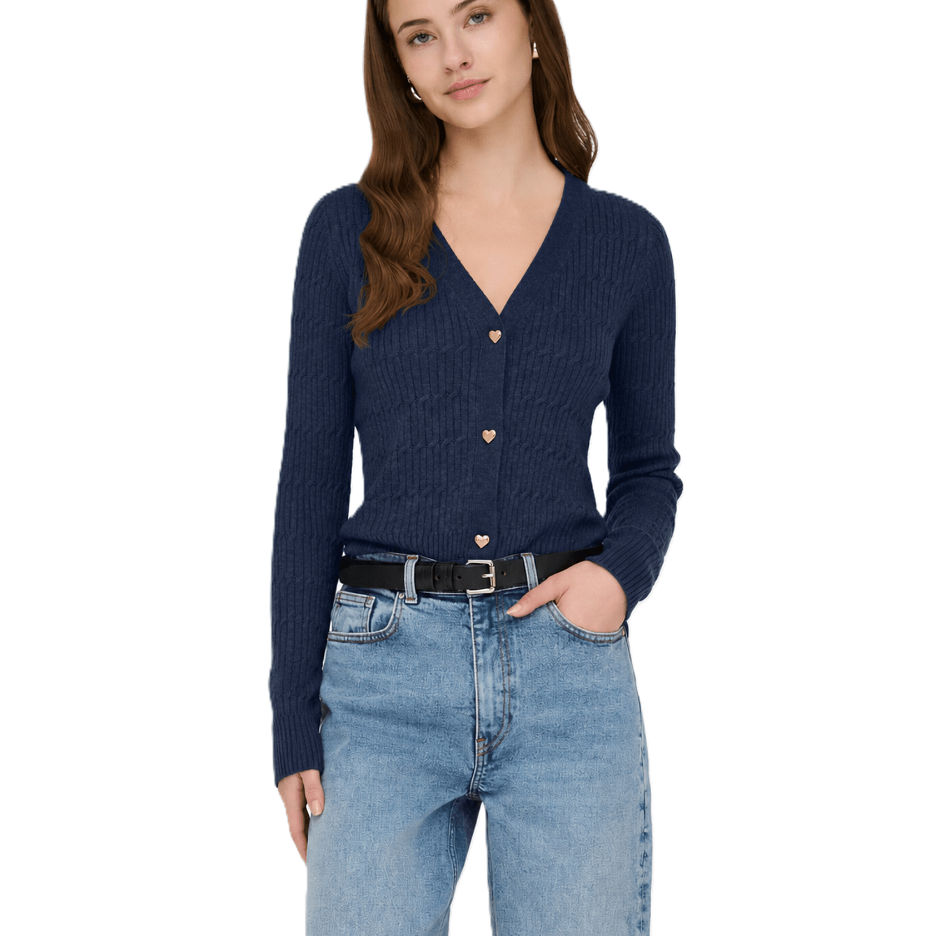 Image of Sweter Rozpinany Damski - Onlkaia Life Ls Cardi Knt Noos 15310902 Naval Academy/w.