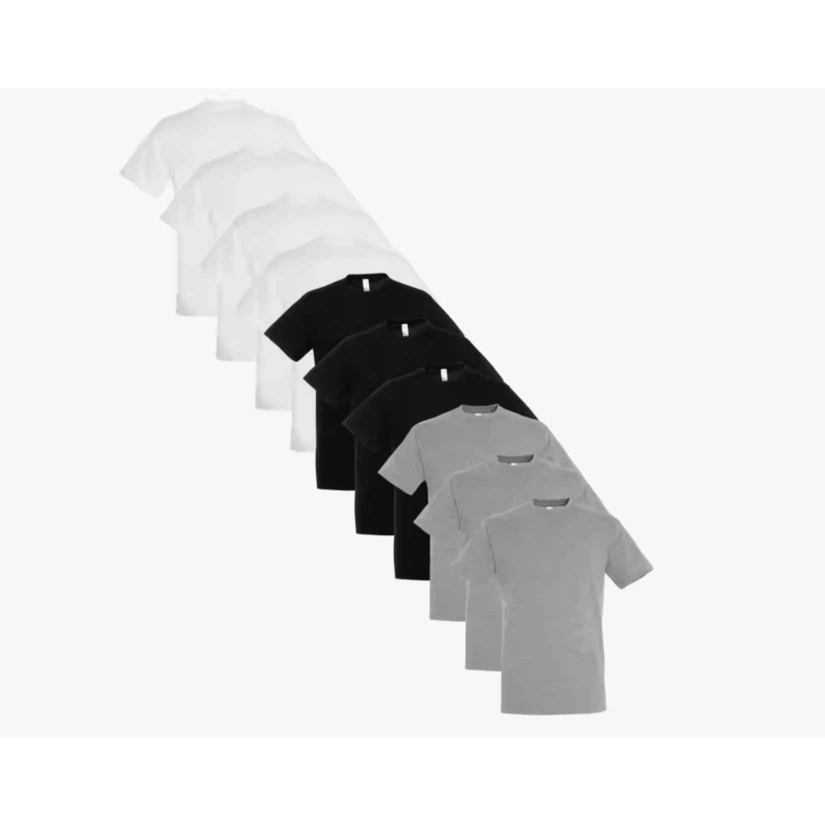 TEMU Pack Of 10 T-shirts In Colors, Black, Gray, And White, Lightweight And Fresh