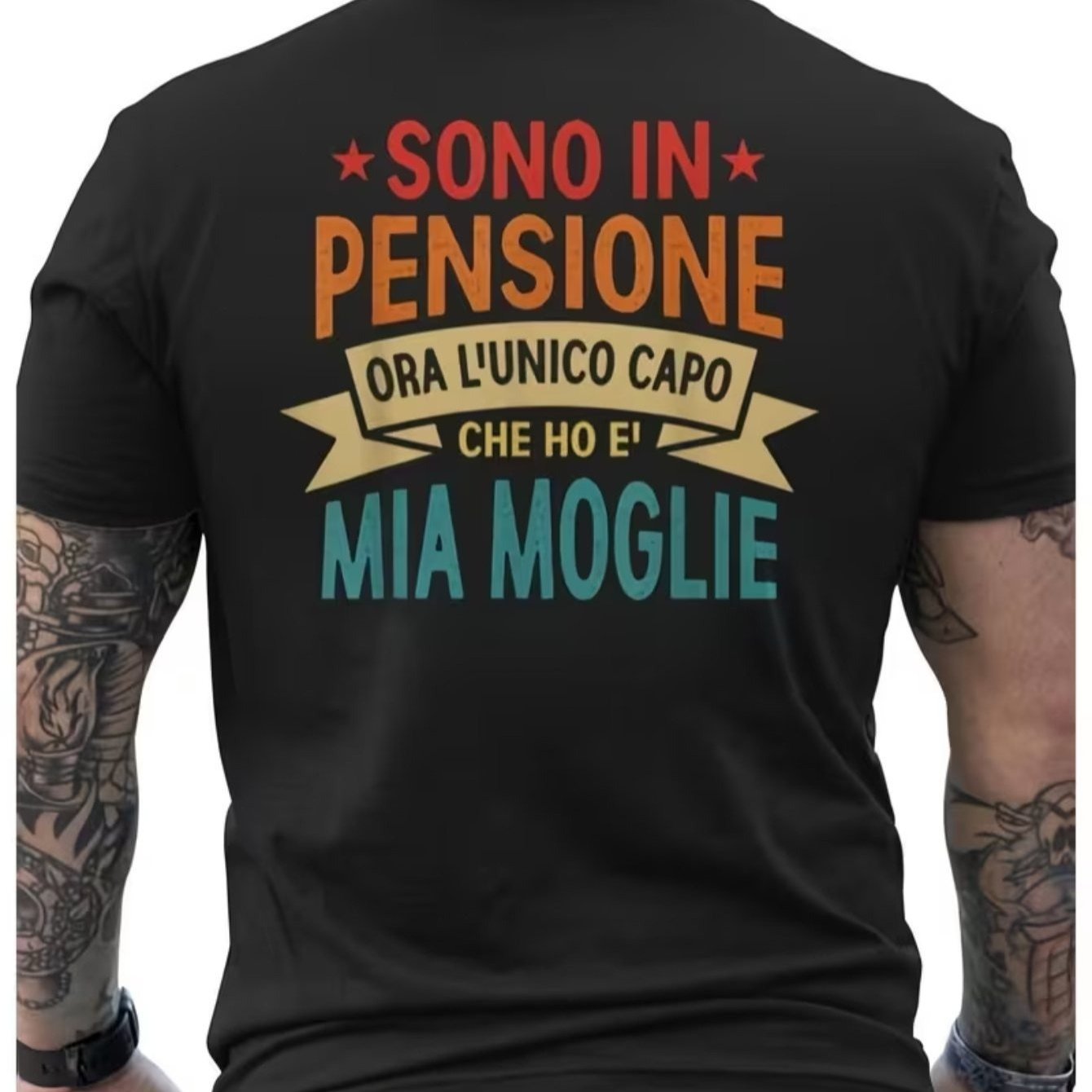 TEMU Maglietta divertente per la pensione italiana - " in Pensione" - Stampa sul retro - con testo e - Maglia traspirante per - Divertente outfit per