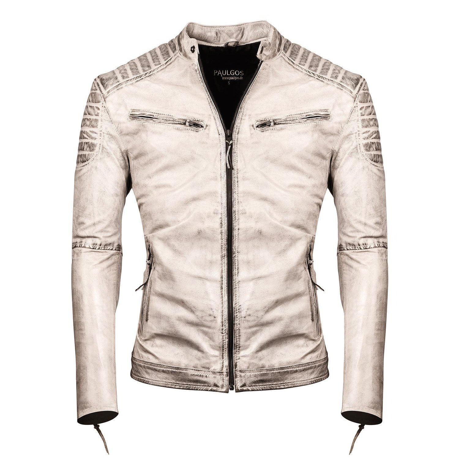 Image of Paulgos Men's Genuine Leather Jacket, Real Leather Jacket, Fashion In 5 Colors, Size S-3xl, Design 2