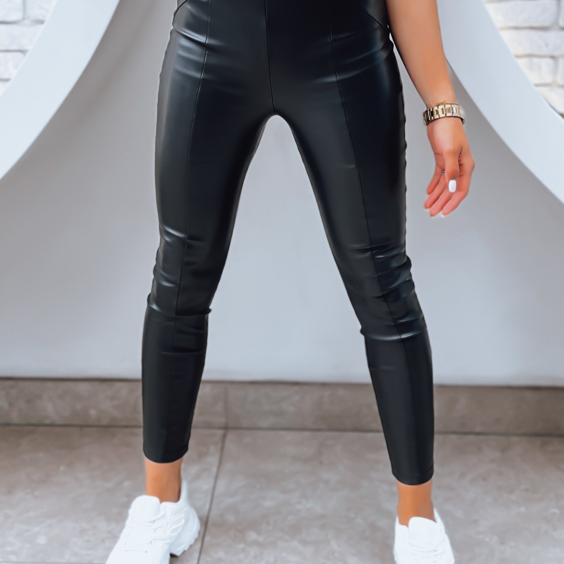 Women's Leggings Made Of With Front Stitching, Stylish And Fitted, Elegant Shine, Perfect For Evening And Daily Styling, Elastic And Comfortable, And Fashionable, 1566