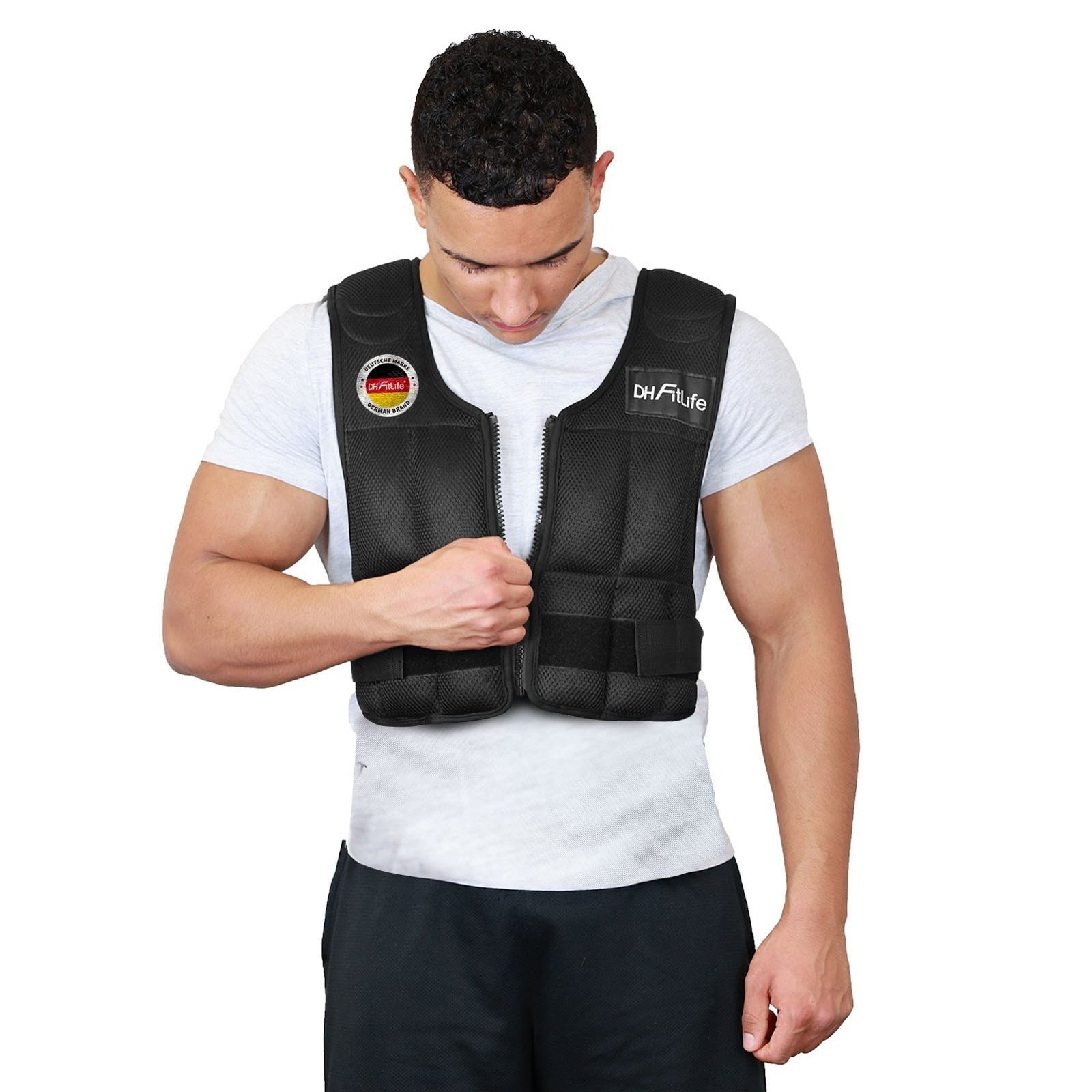 TEMU DH FitLife Gilet lesté 10KG pour la musculation, Weighted Vest, Veste lestée Ajustable, Entraînement à et l', pour course à pied,