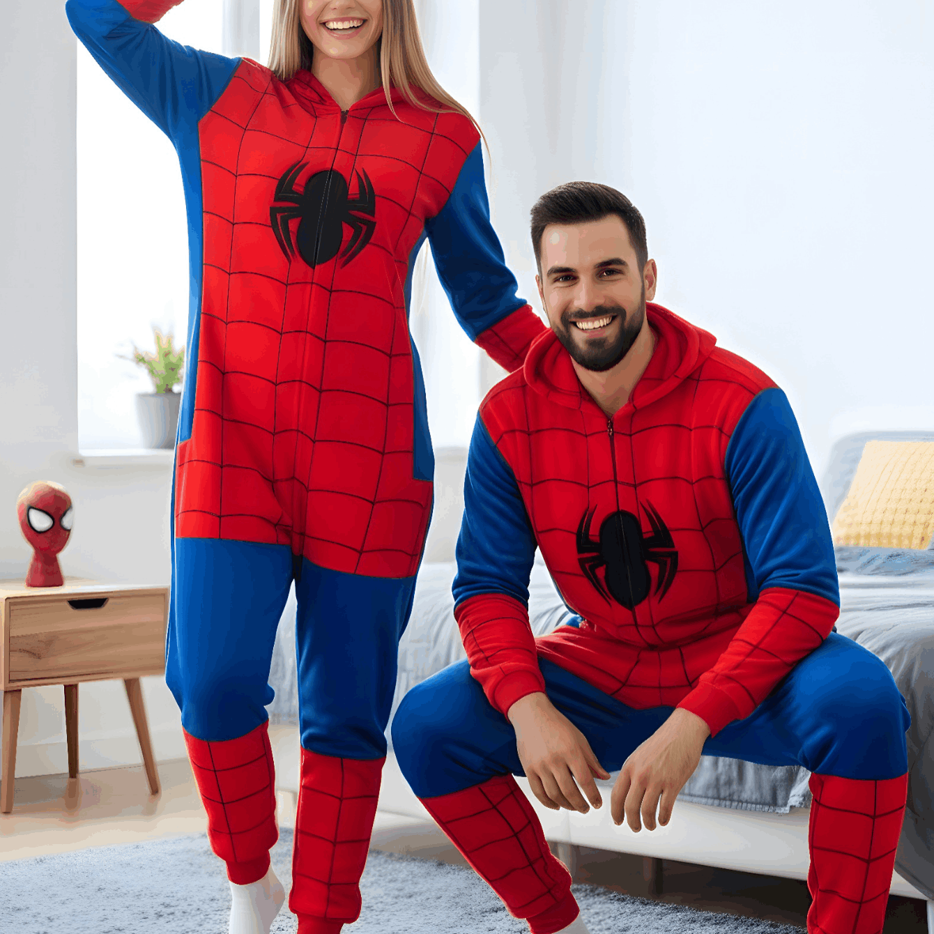Image of Plus Spider-man Costume Cosplay With Hood And Pockets For Nerd Hunters, 100% Polyester, Autumn And Winter, Casual, Party And Everyday Wear, S - Xxl (145 - 195 Cm)