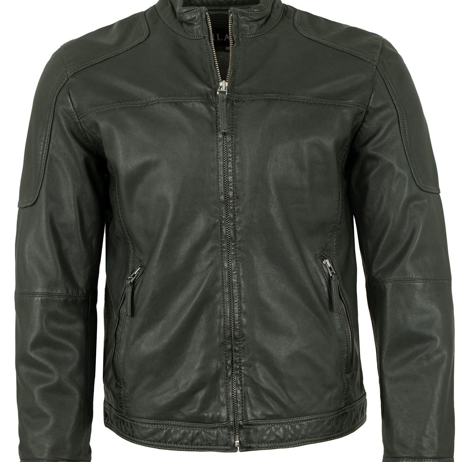 Image of Men's Leather Jacket Lamb Dark Green