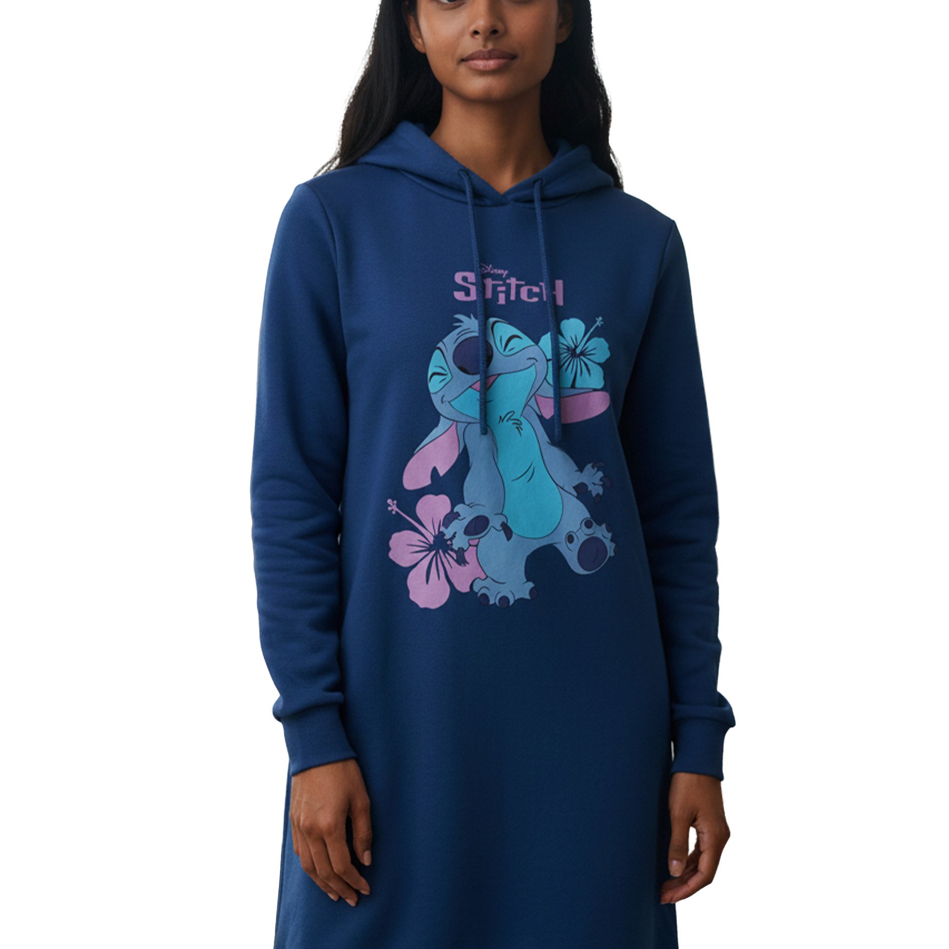 & Women's Sweatshirt Dress - Oversized Hoodie Long Sleeve Sweatshirt Blue