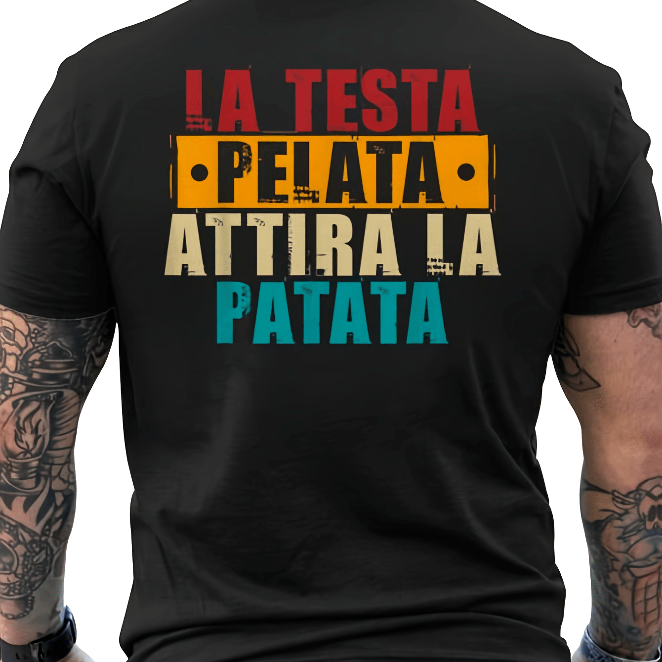 TEMU Maglietta Divertente per Pap� Calvi - Stampa Italiana sul Retro "Testa " - Slogan Calvo e Attraente , T-Shirt Casual a Maniche Corte con Scollo