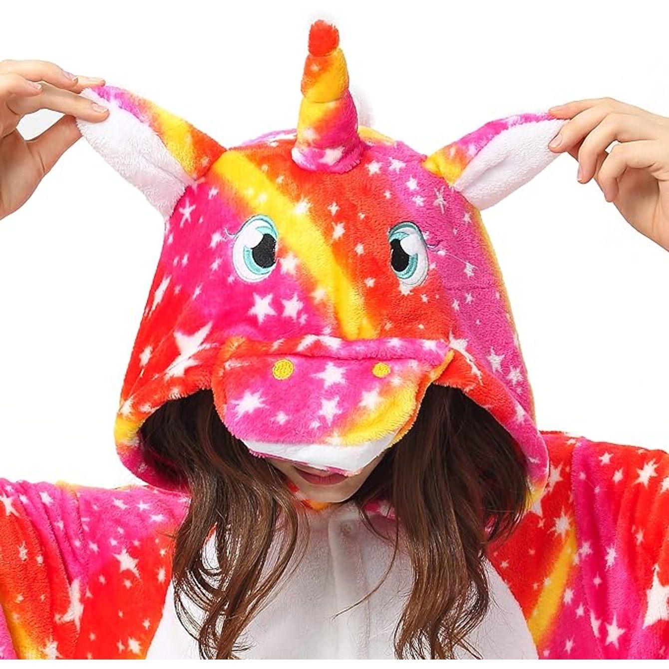 Image of Unicorn Sun Orange Costume For Women, Men, Adults, Carnival, Mardi Gras, Halloween Onesie, Full-body Jumpsuit, , Plush Animal Costume