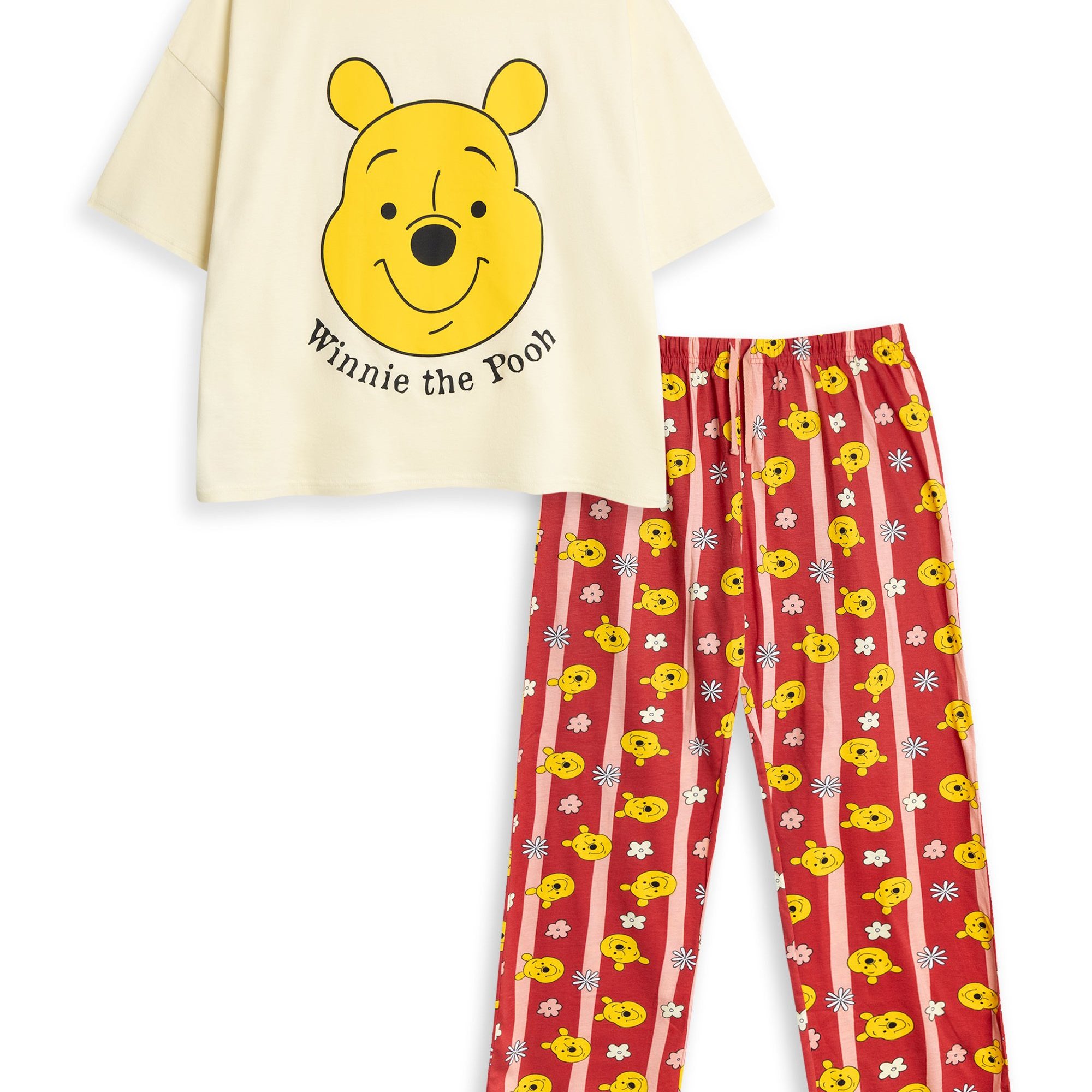 TEMU Winnie The Pooh Women's Short Sleeve Long Leg Pyjama Set | Cartoon Sleepwear With | Comfortable Nightwear For Home | Merch -
