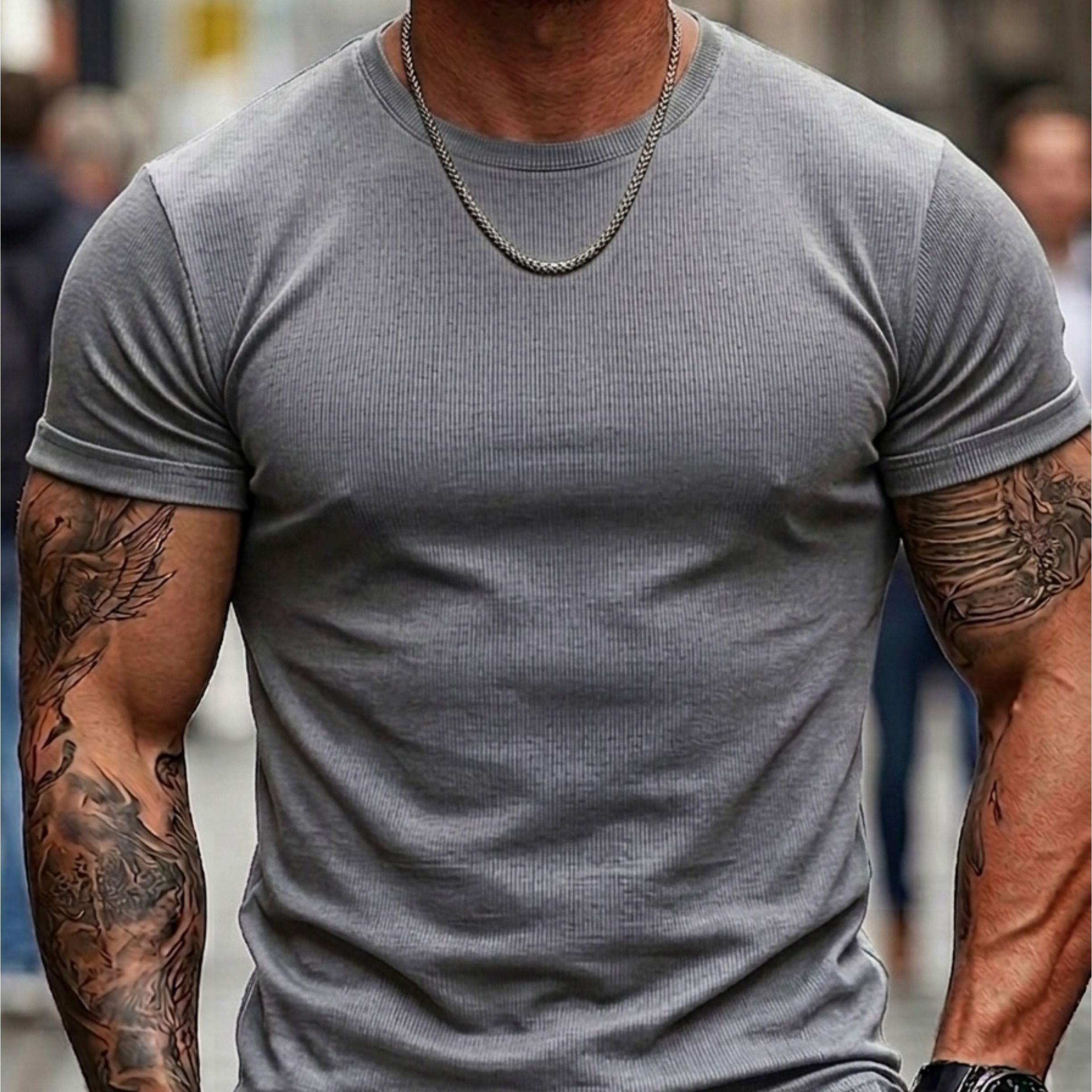 TEMU Men''s Fashion 100% Cotton Crew Neck Sleeve T-shirt | Comfortable And Versatile, Teesable For , Ideal For Casual