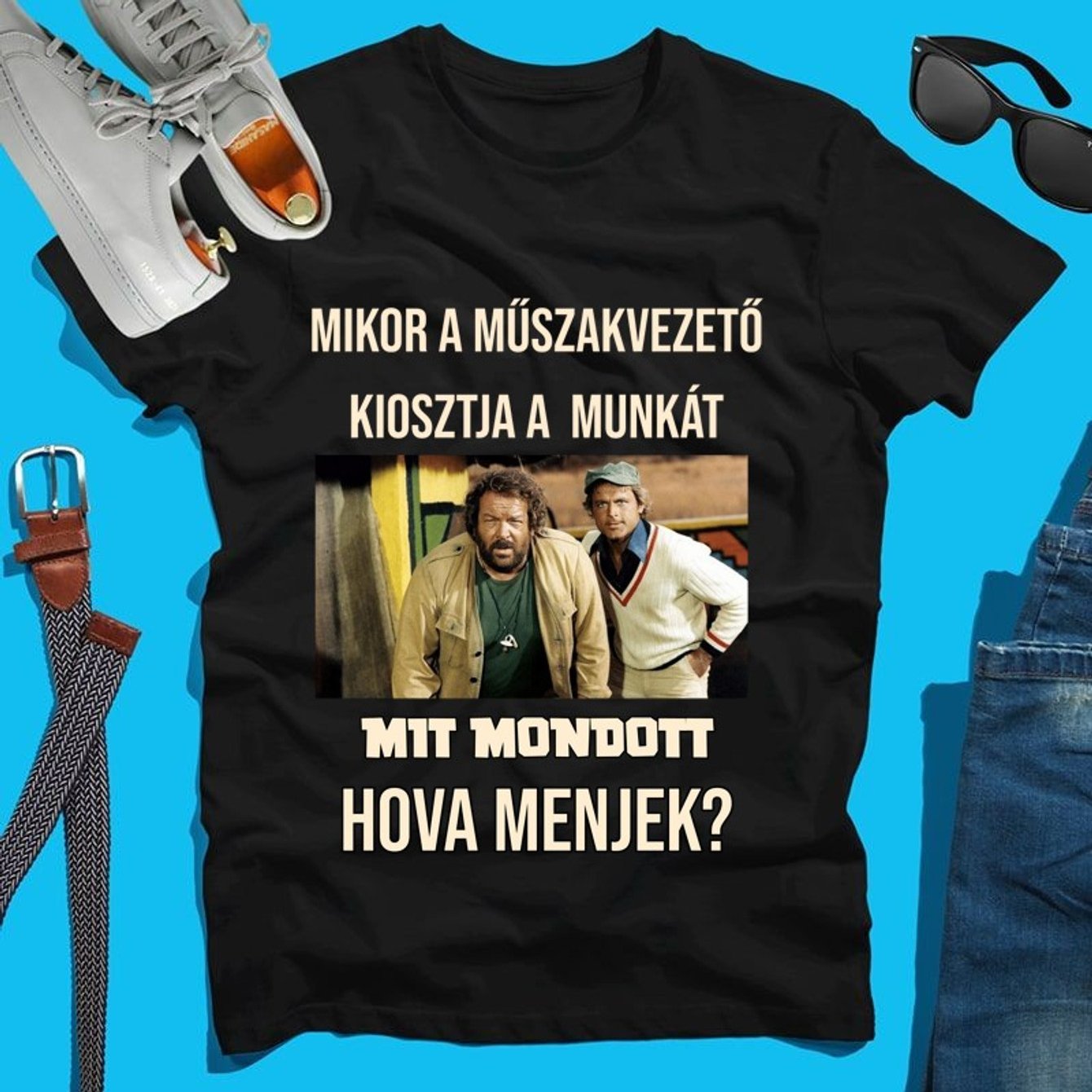 TEMU a műszakvezető kiosztja a munkát-férfi póló - Fekete