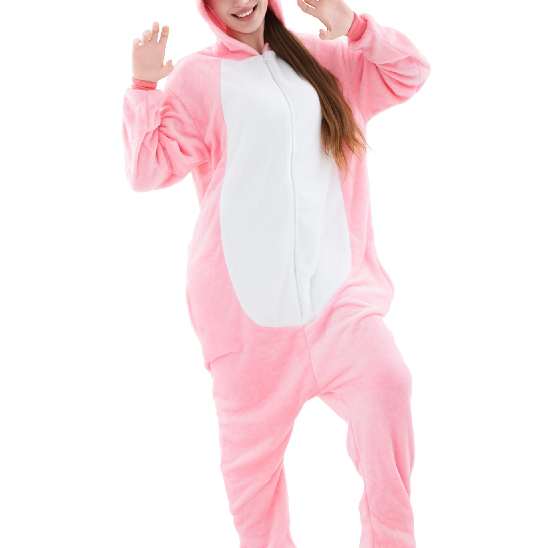 Image of 24 Axolotl Pink Costume For Women, Men, Adults, Carnival, Mardi Gras, Halloween Onesie, Full-body Jumpsuit, , Carnival Costume, Mardi Gras Costume, Animal Costumes, Plush Costumes