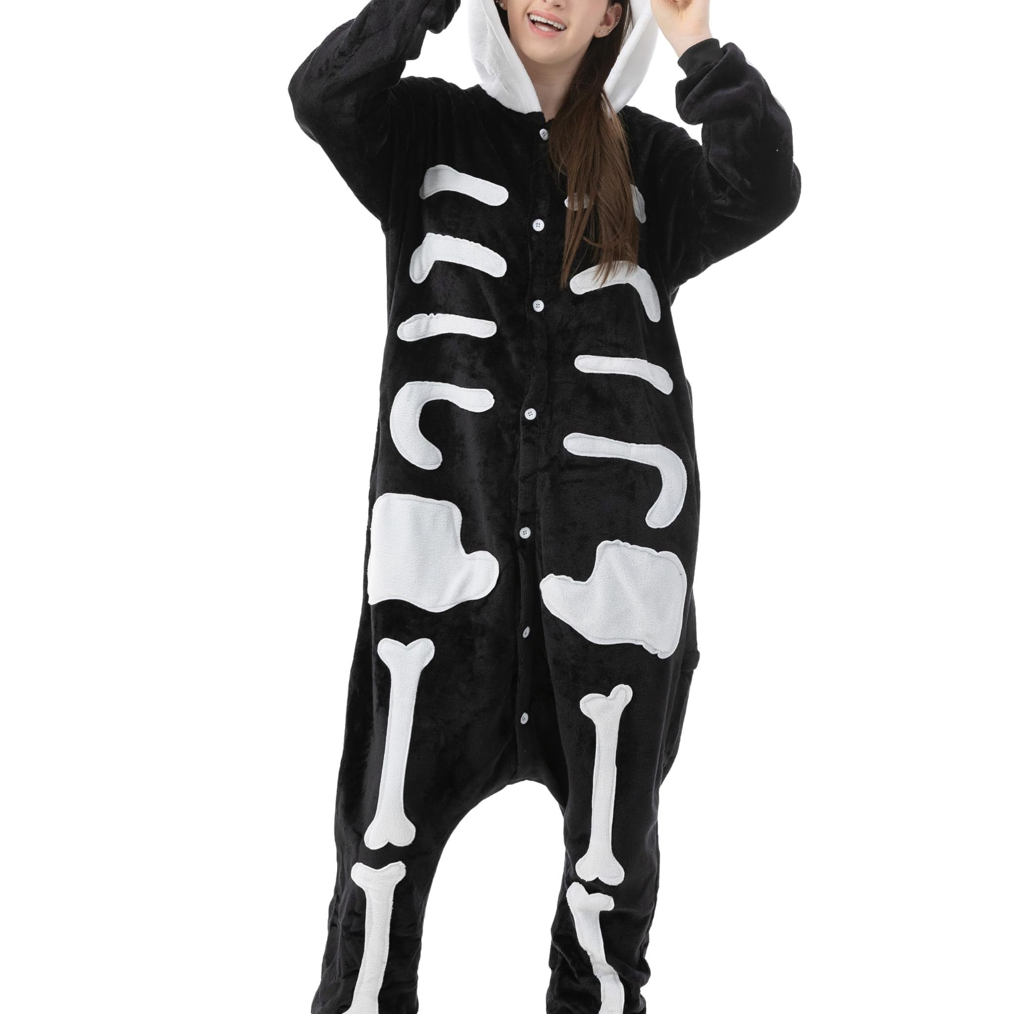 Image of Halloween Skeleton Scary Costume For Women Men Adults Carnival Halloween Onesie Full Body Suit Jumpsuit Carnival Costume Costume Animal Costumes Plush Costumes