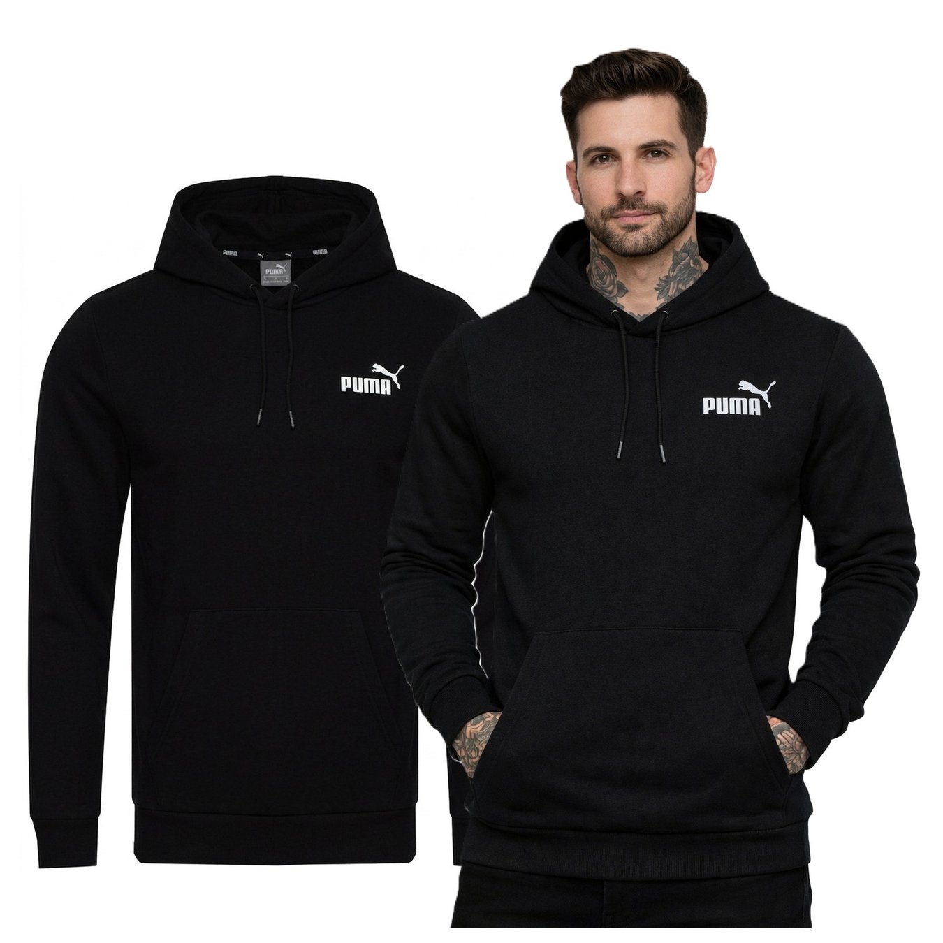 Image of - Men's Hoodie With Cap - Ess Small Logo Hoodie 586690-01