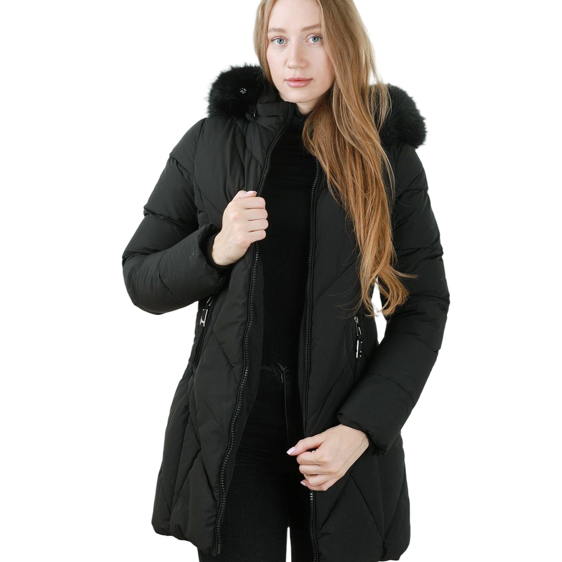 Women's Quilted Winter Jacket With A Hood. Elegant Parka, Fitted Fashionable Winter Coat, Insulated Women's Winter Jacket