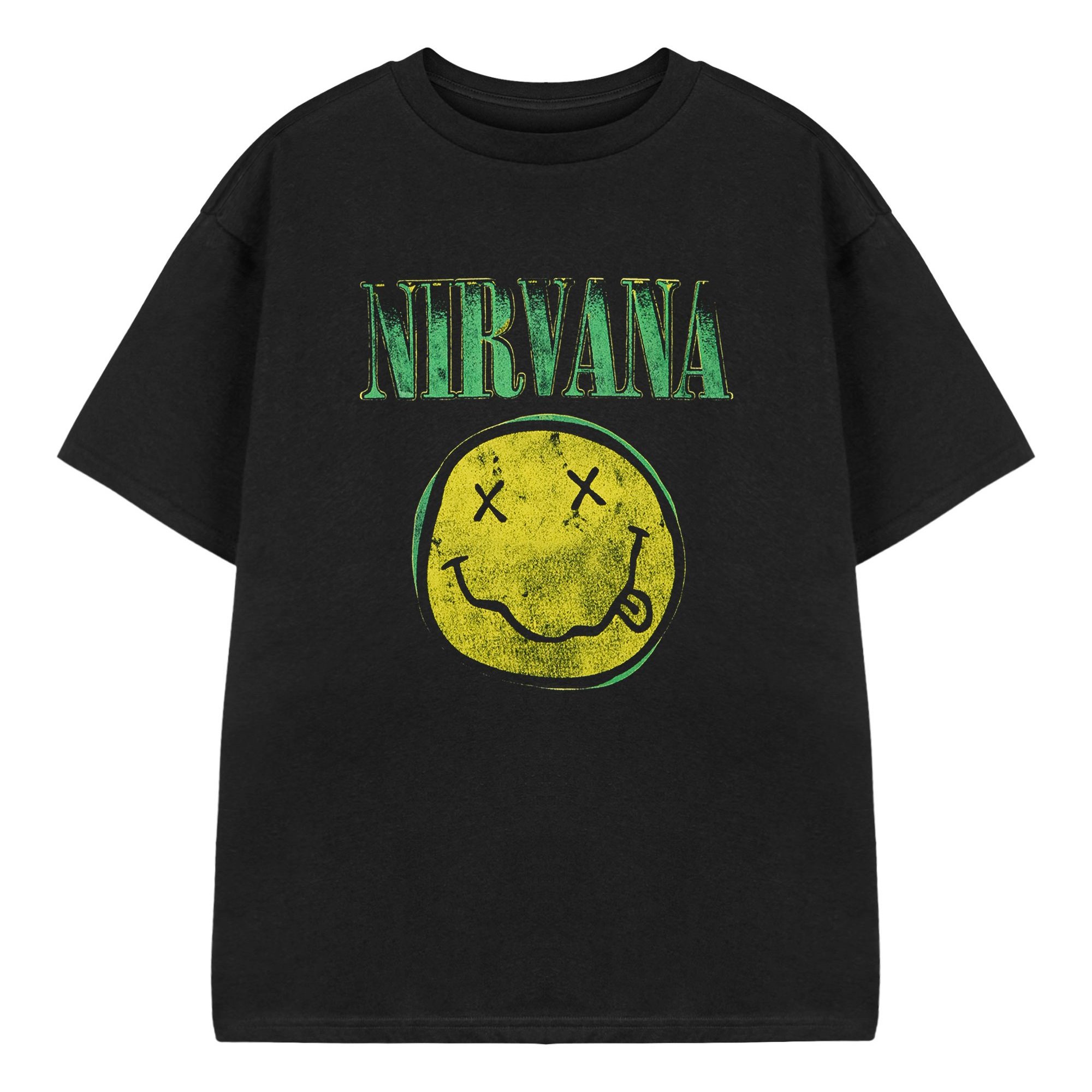 TEMU Kids Black Short-sleeved T-shirt | Yellow Logo Graphic Tee For Children | Grunge Music Band Unisex Apparel For Teens | Vintage Style Youth Top |