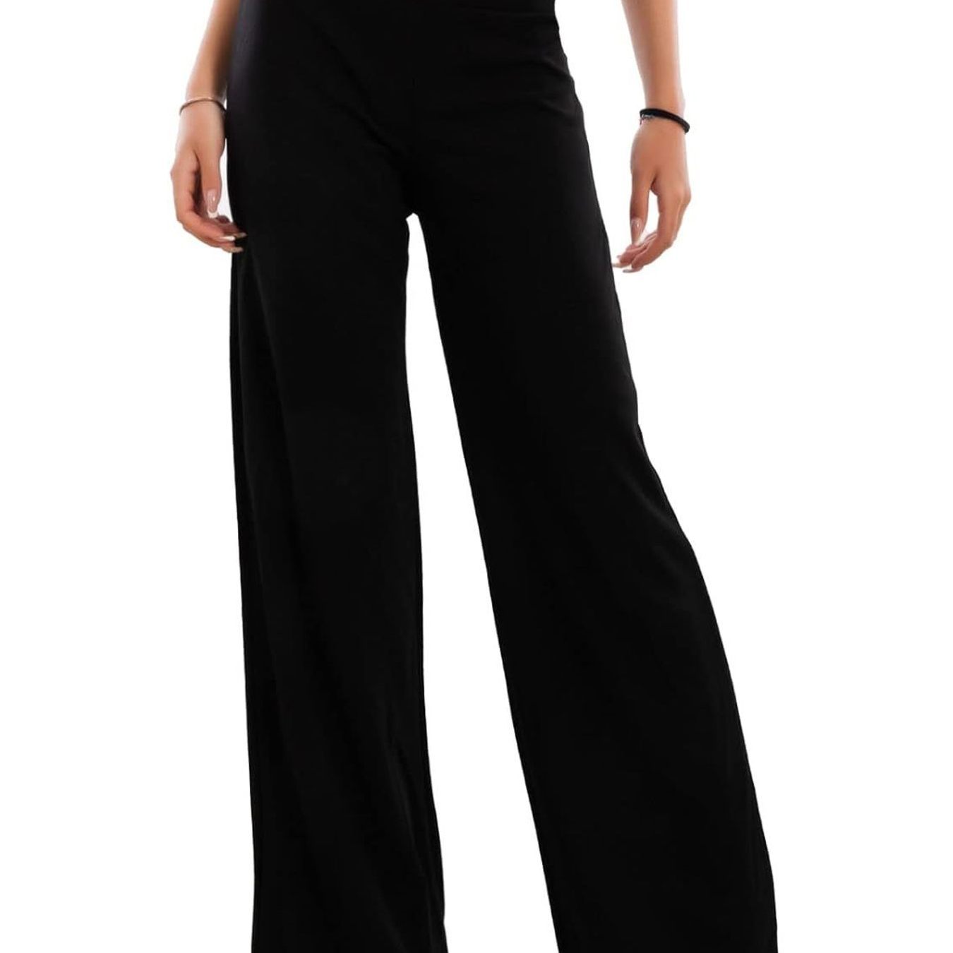 TEMU Pantaloni Donna a Palazzo Basic Elastico in Vita