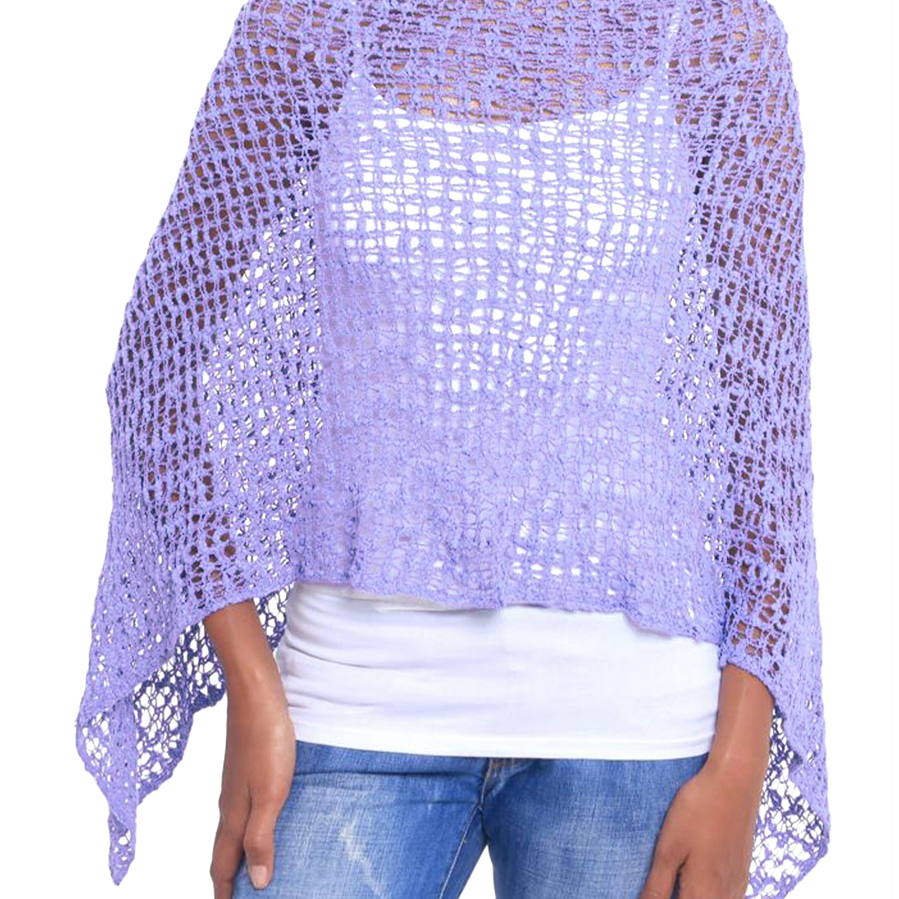 Jophy & Co. Women's Poncho With Mesh Knit Effect, Crochet Shoulder Cover, Lightweight And Soft For Summer And Spring (cod. 1511)