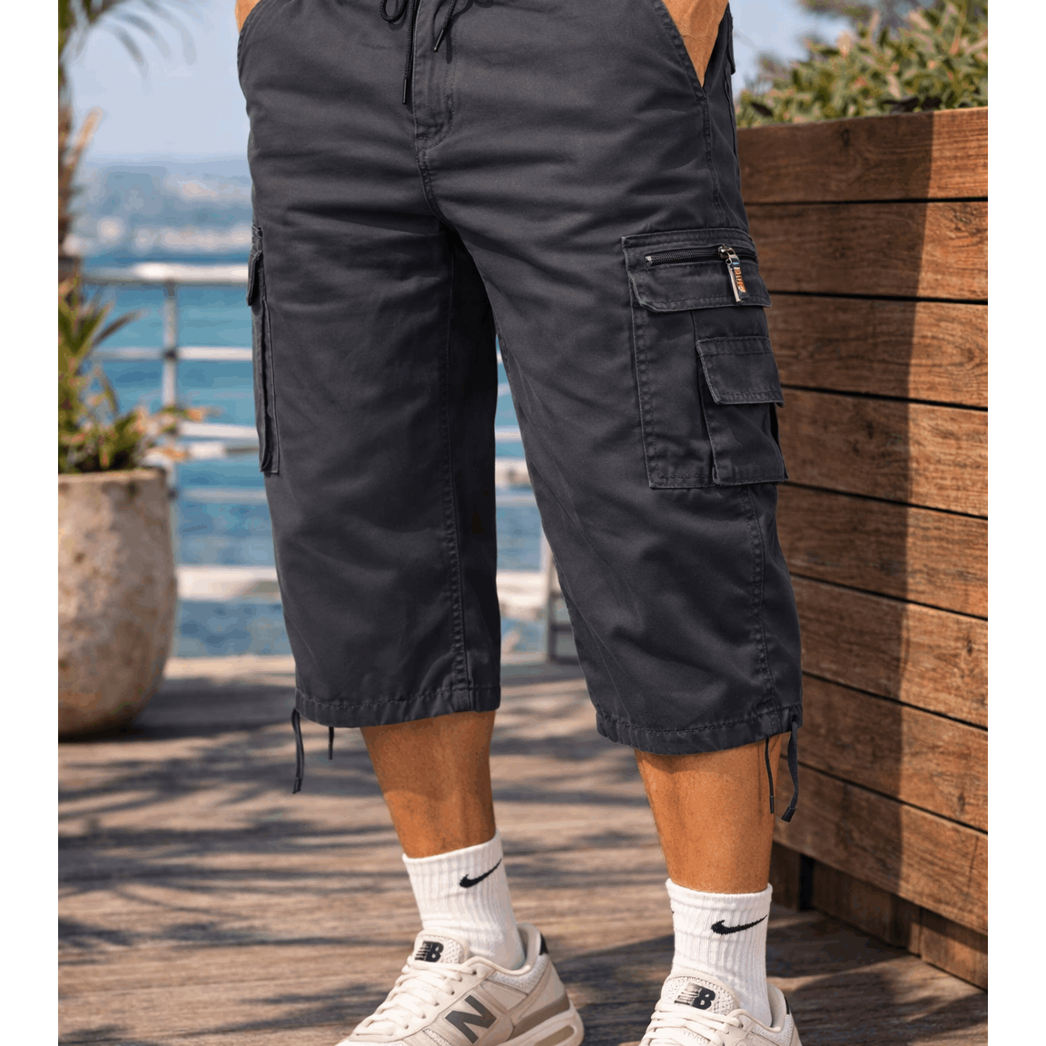 TEMU Mens Short Cargo Combat 3 Quarter Pants Summer Short Multi Pocket Outdoor Shorts Long Length Summer Short Work Shorts M-3xl