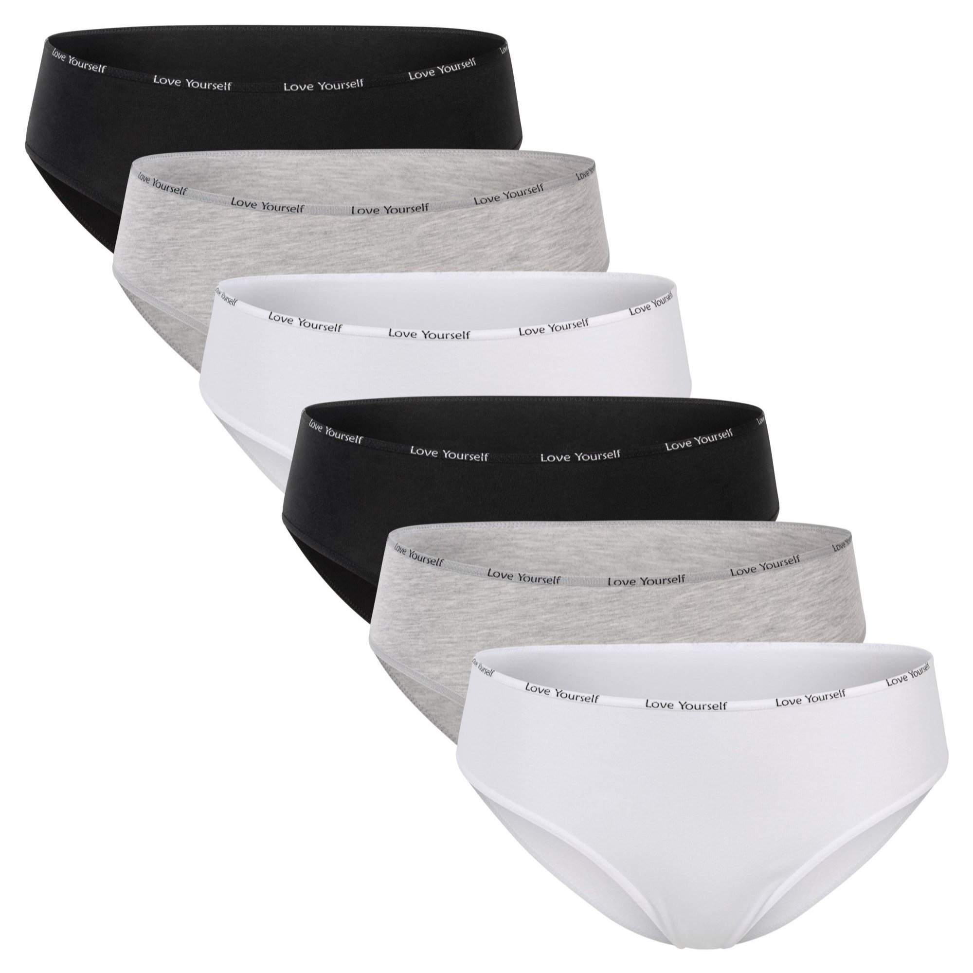 Women's Bikini Briefs "love Yourself" With Decorative Bow - 6-pack