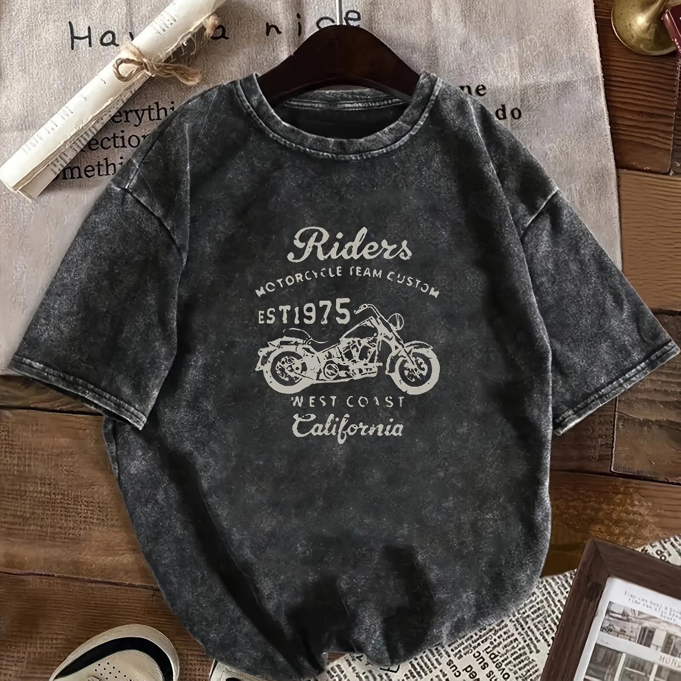TEMU Camiseta de Hombre de Vintage - una Impresión de la y el Equipo de Motociclistas Fundado en 1981, Top y Transpirable de para , Verano y Otoño,