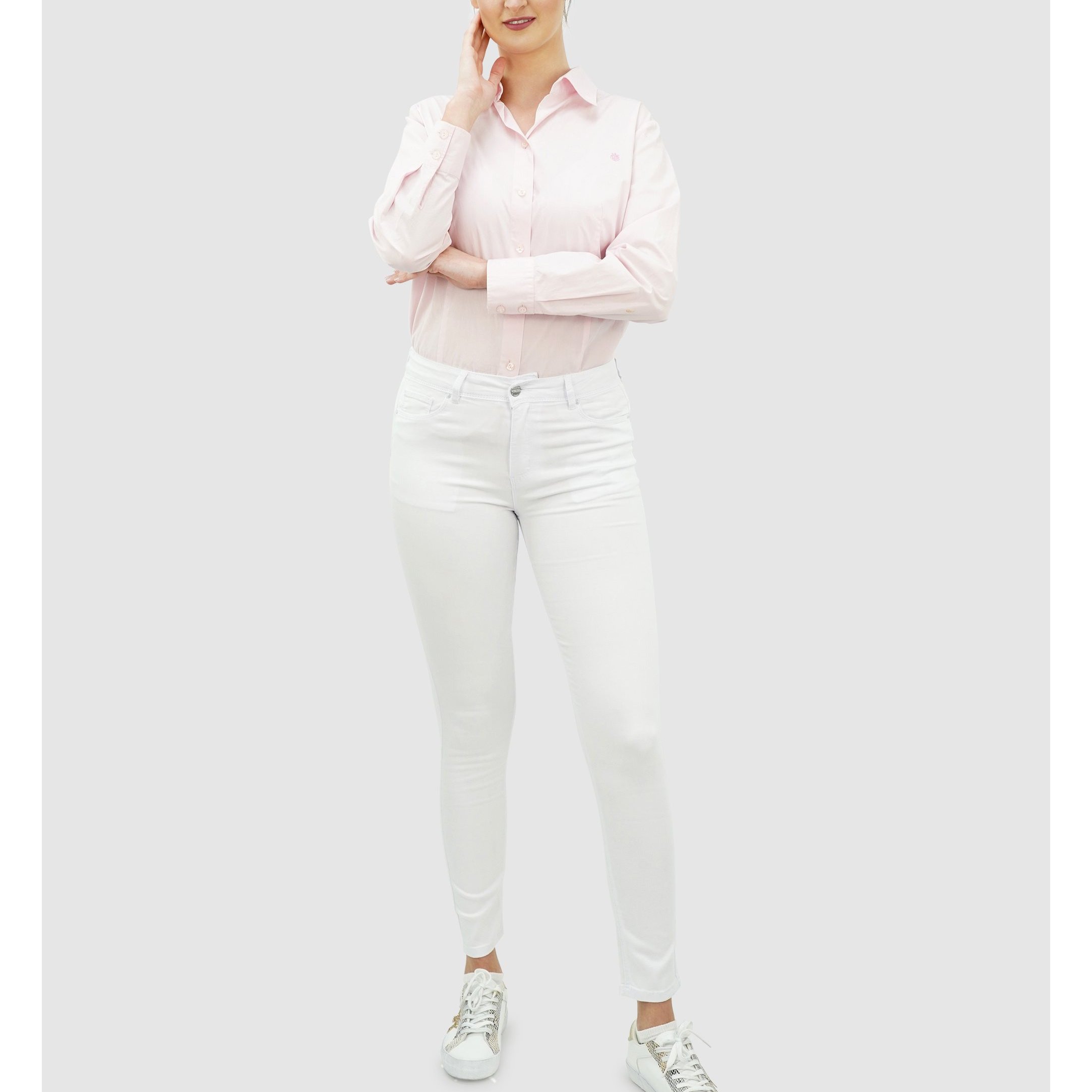 White Skinny Jeans Slim Fit Full Length