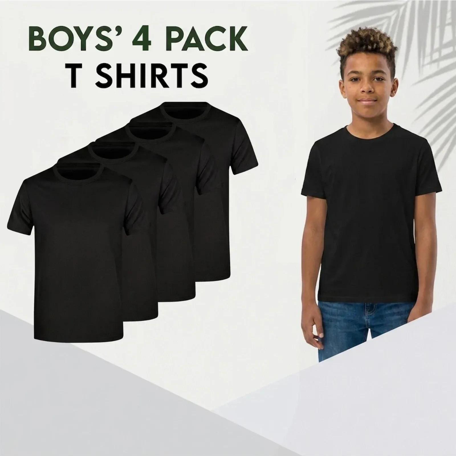 TEMU Fatash Pack Of Plain Black T Shirts Boys Girls School Pe 100% Cotton Short Sleeve Age 5-13 Y
