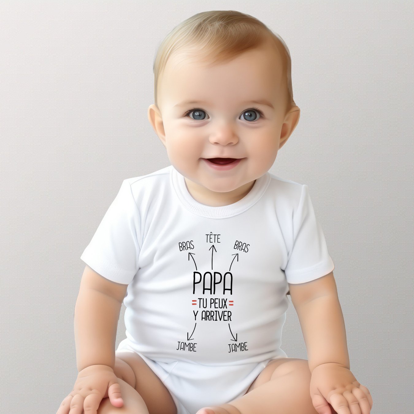 TEMU Body bébé 100% coton peigné, , avec impression - PAPA TU PEUX Y - Livraison rapide