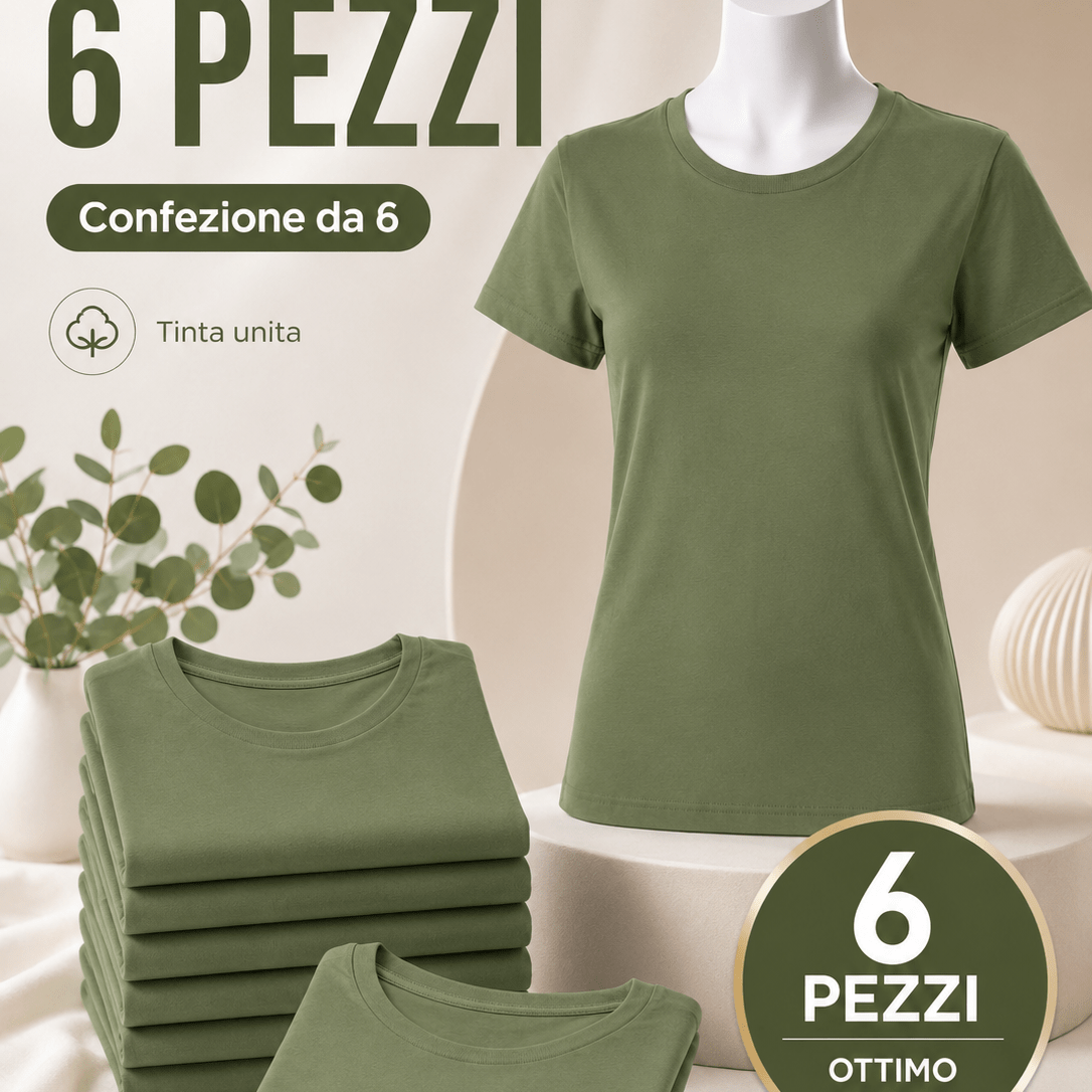 TEMU Pack Of 6 Women's T-shirts, Solid Color, Casual Round Neck Short Sleeve, Soft, Lightweight And Practical For Home, Work, Travel And
