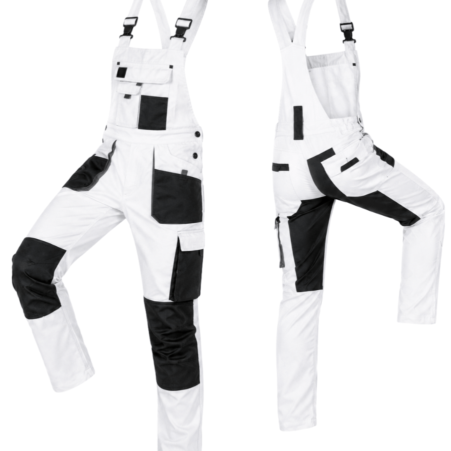 Image of Classic White Casual Bib Overalls – , Functionality, And