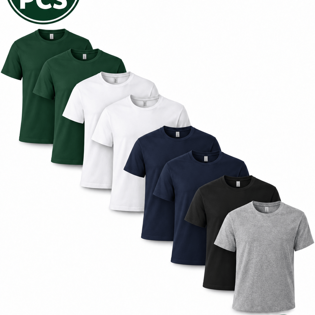 TEMU Multipack Of 8 Basic Unisex T-shirts 100% – Assorted Colors, Ideal For Daily Use
