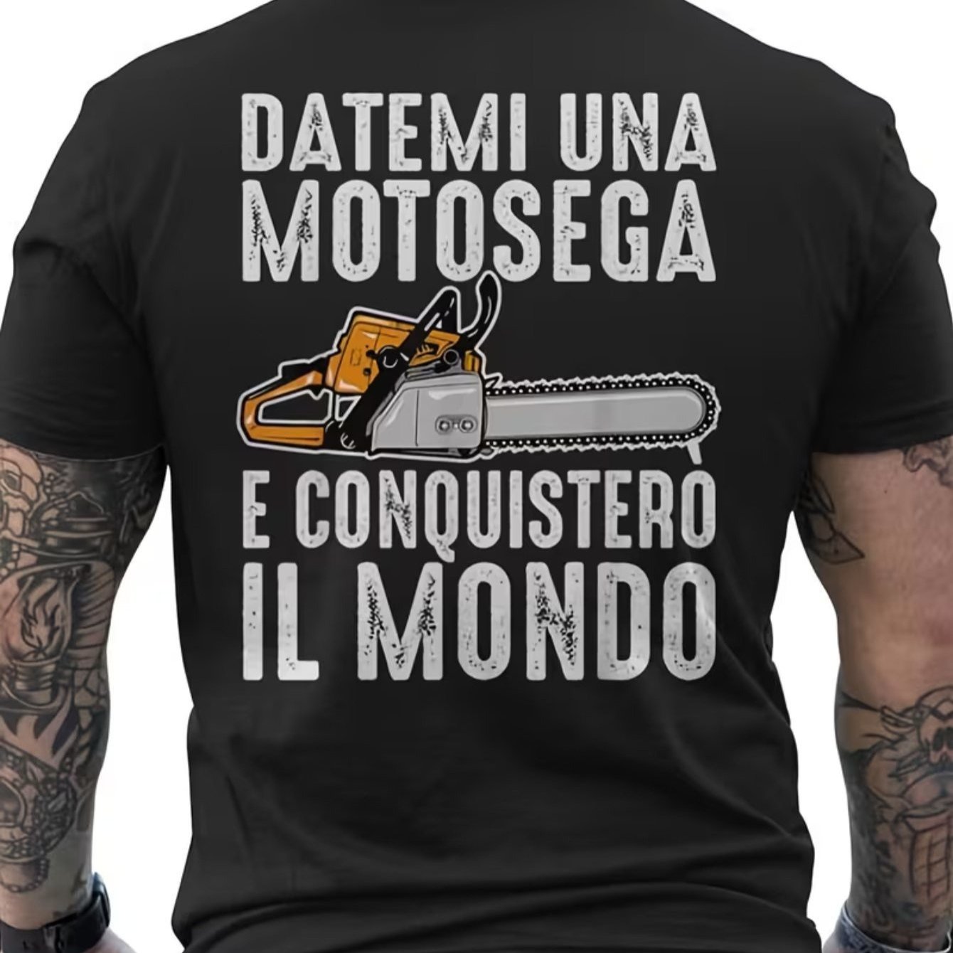 TEMU Men's Graphic Carpenter T-shirt With Chain - "date A Carpenter And The World" Back Print, Casual Short Sleeve Round Neck T-shirt, Regular Fit H,