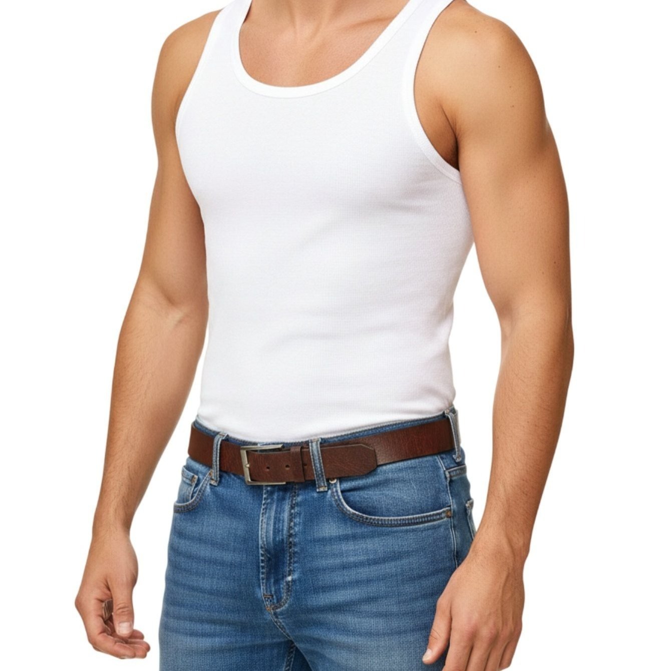 1-4 Pack Men's Fine Rib Knit White Undershirts, 100% Cotton, Size S-xxxl, Sleeveless Classic Tank Tops For Sports And Leisure, Multipack