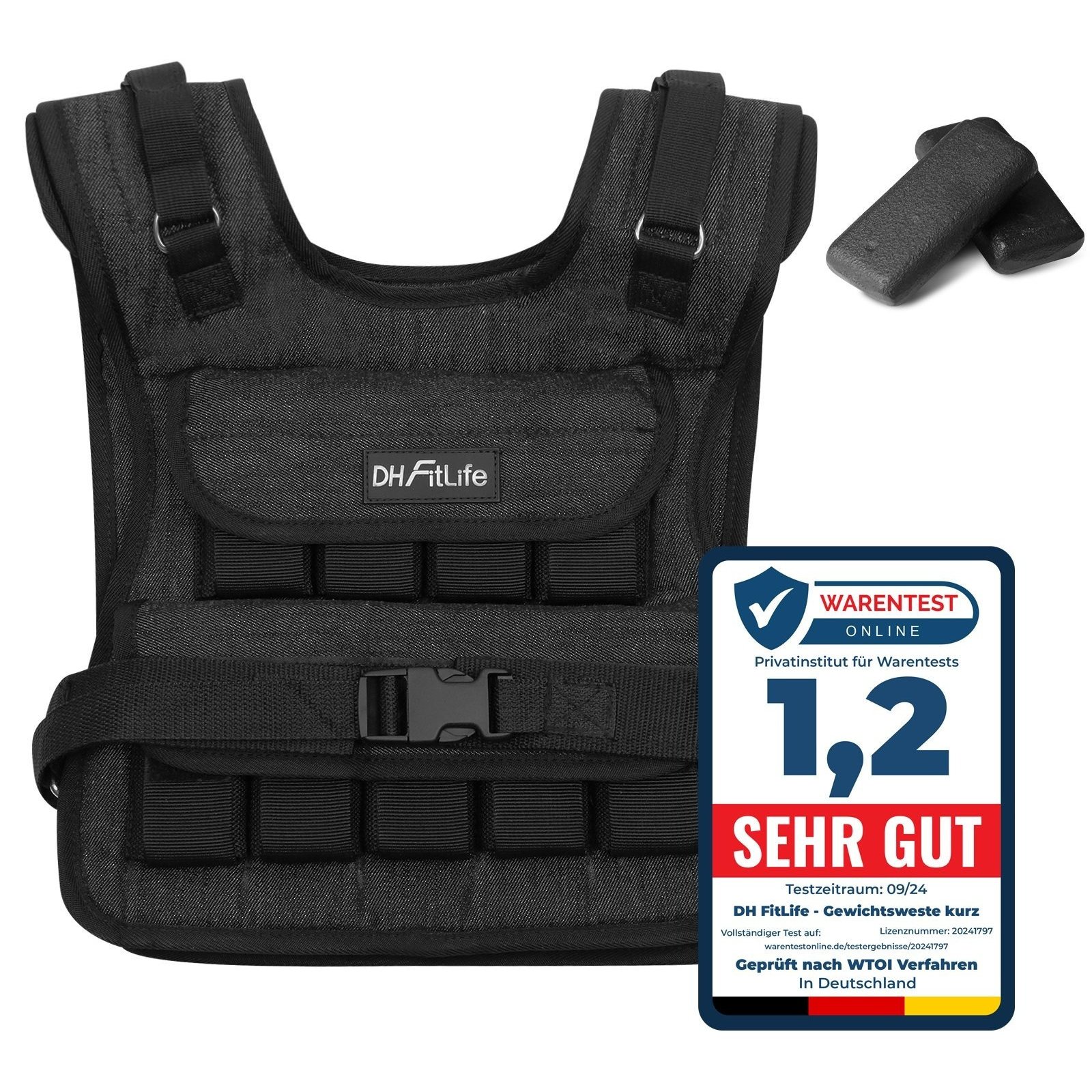 E-shop DH FitLife Verstellbare Gewichtsweste 10kg Kompakt u. zum Muskelaufbau u. Krafttraining | Weighted Vest | Laufweste Damen Herren | Fitnessweste