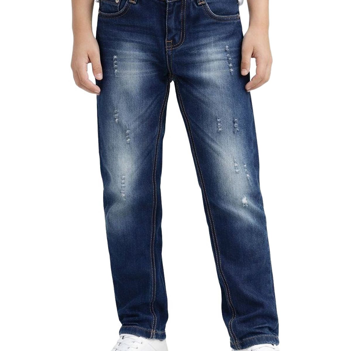 Boys' Jeans Trousers Teenager Kids' Jeans Denim Stretch Jeans Regular Fit Straight Leg ' Trousers Stretch 5- Casual Wear Boy Used Look For School, Leisure, Everyday
