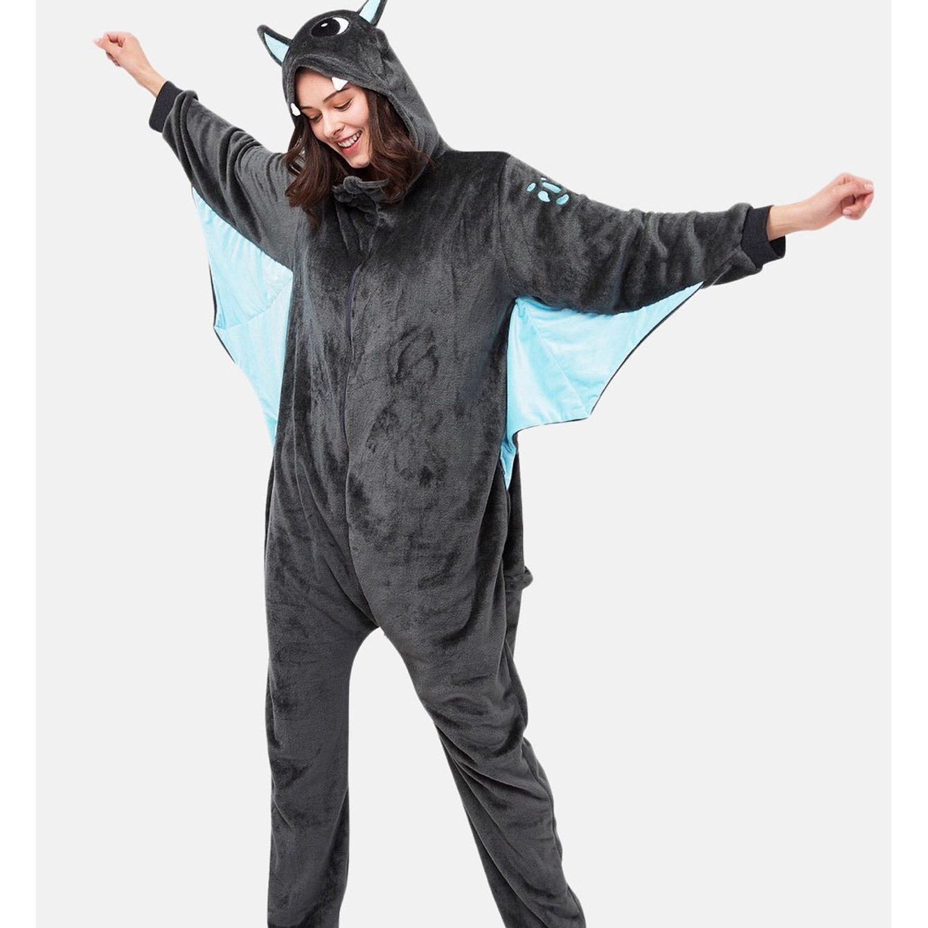 Image of Dragon Costume Dino Dinosaur Bat Costume For Women, Men, Adults, Carnival, Mardi Gras, Halloween Onesie, Full-body Jumpsuit, , Plush Animal Costume