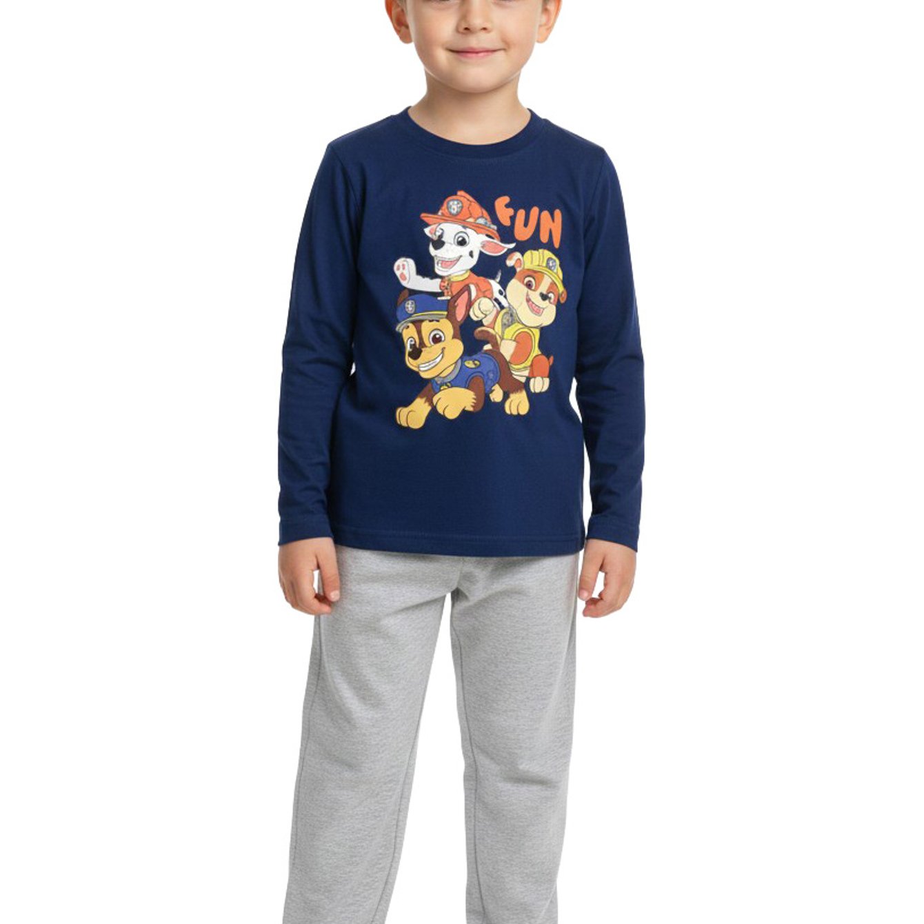 Pajamas For Boys - Fun Kids' Pajama Set Long Sleeve Top With Pants Blue/gray